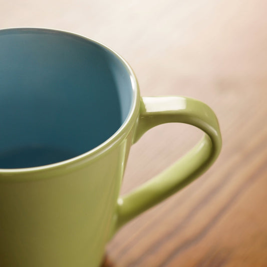 Set of 2 Green & Blue Ceramic Coffee Mugs
