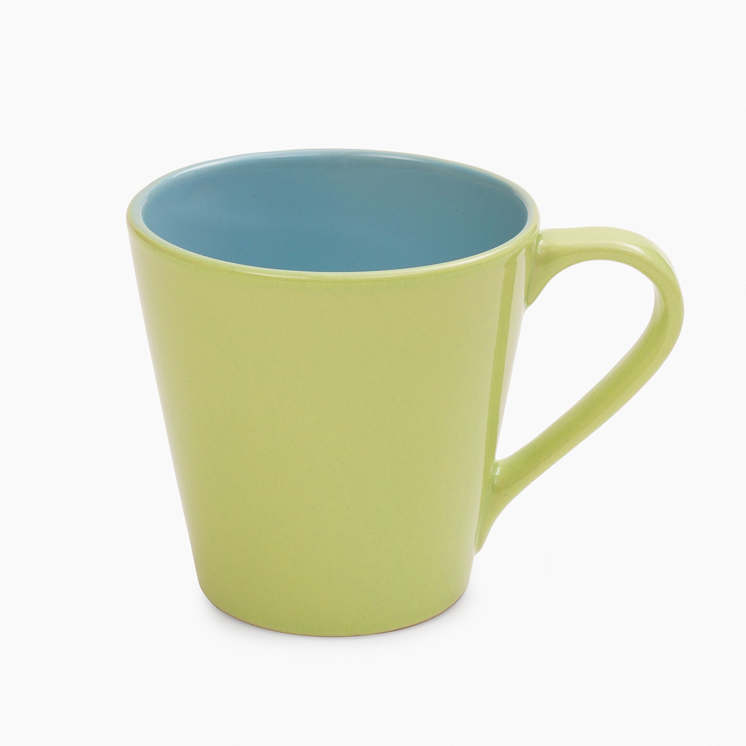 Set of 2 Green & Blue Ceramic Coffee Mugs