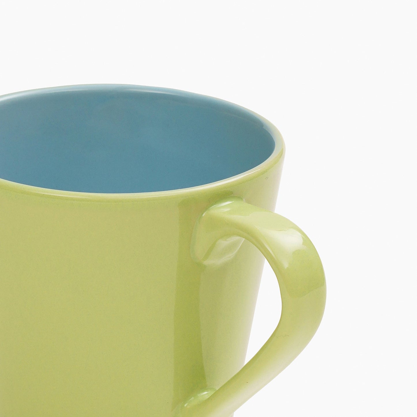 Set of 2 Green & Blue Ceramic Coffee Mugs