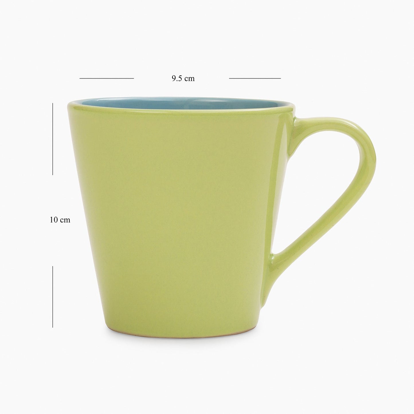 Set of 2 Green & Blue Ceramic Coffee Mugs