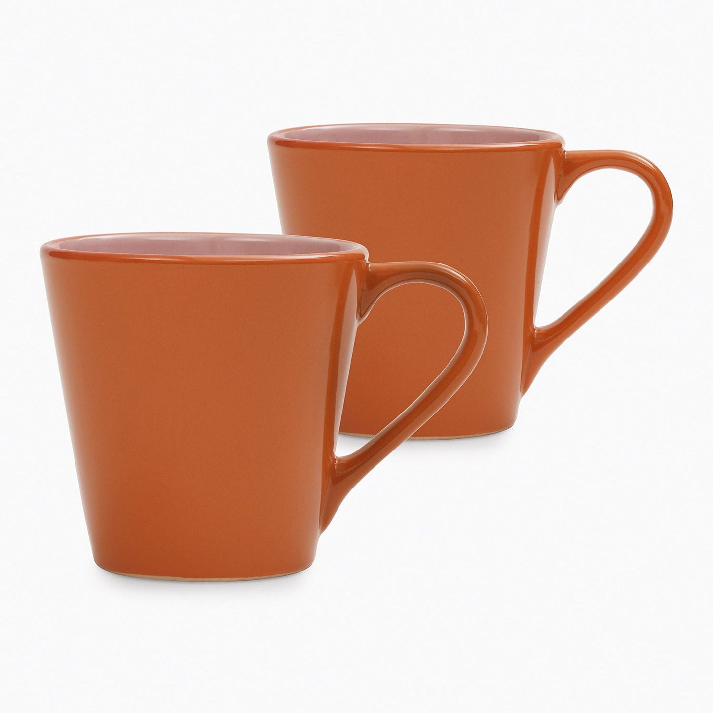 Set of 2 Orange & Pink Ceramic Coffee Mugs
