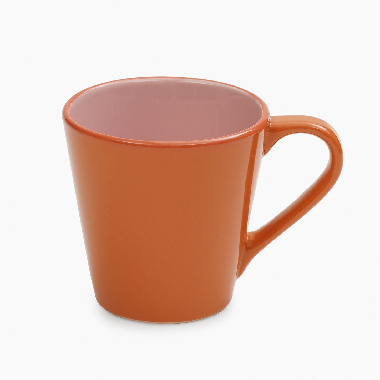 Set of 2 Orange & Pink Ceramic Coffee Mugs