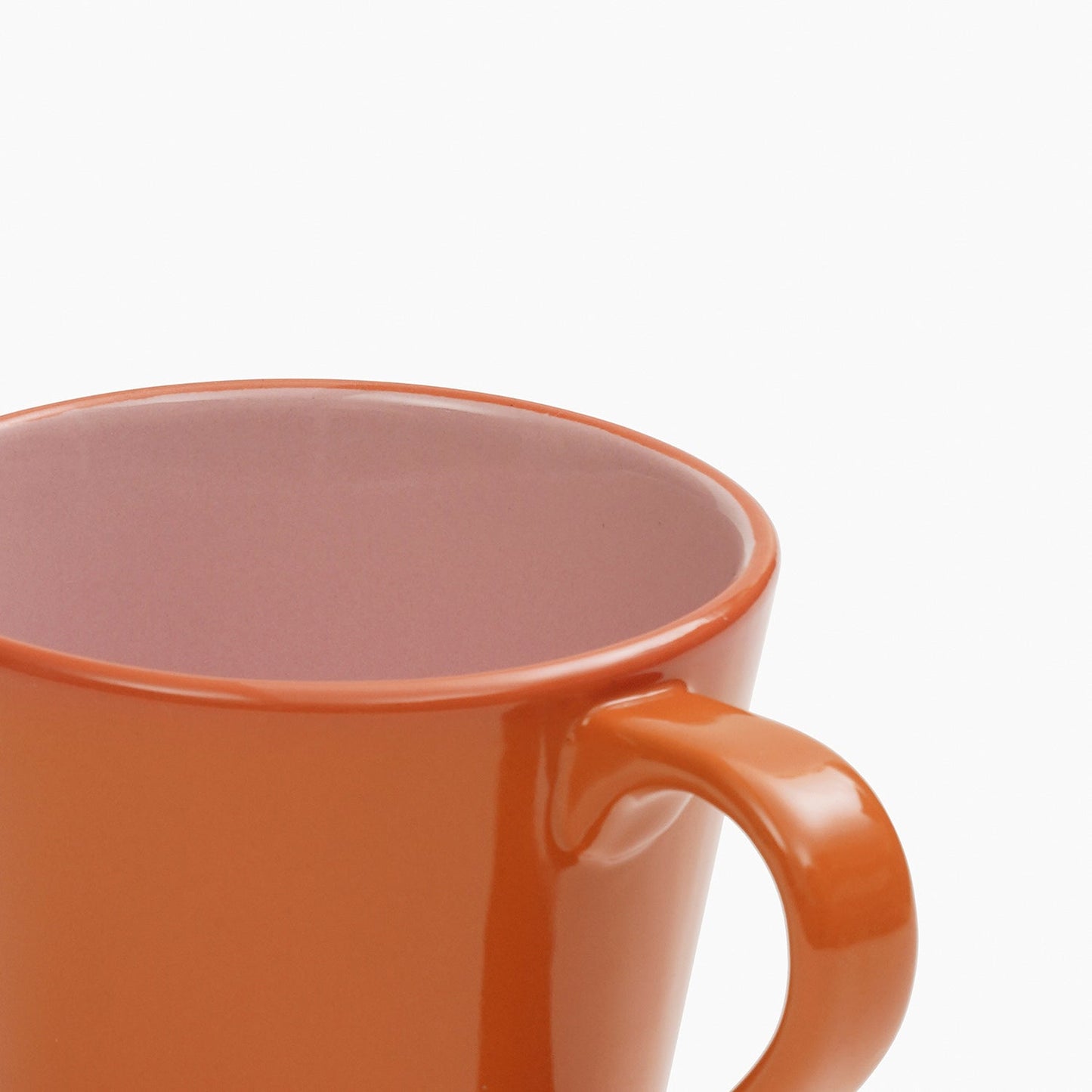 Set of 2 Orange & Pink Ceramic Coffee Mugs