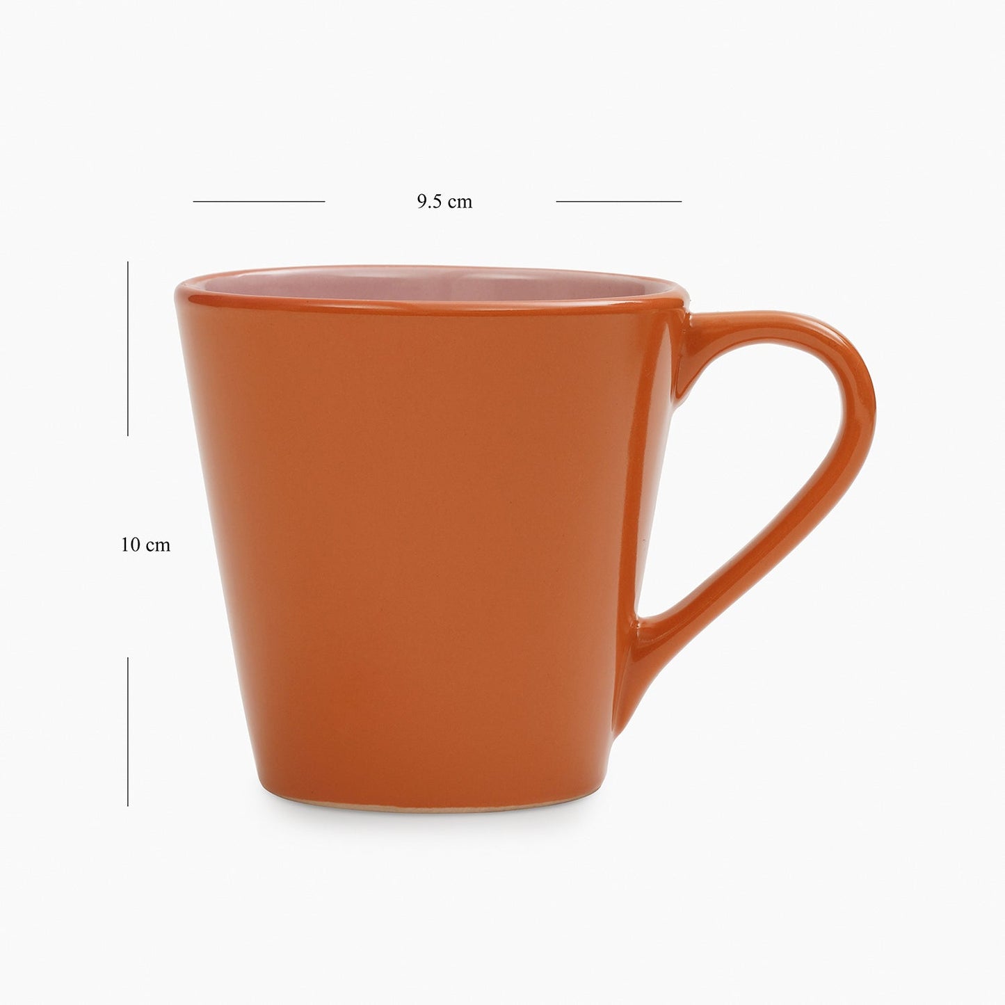 Set of 2 Orange & Pink Ceramic Coffee Mugs