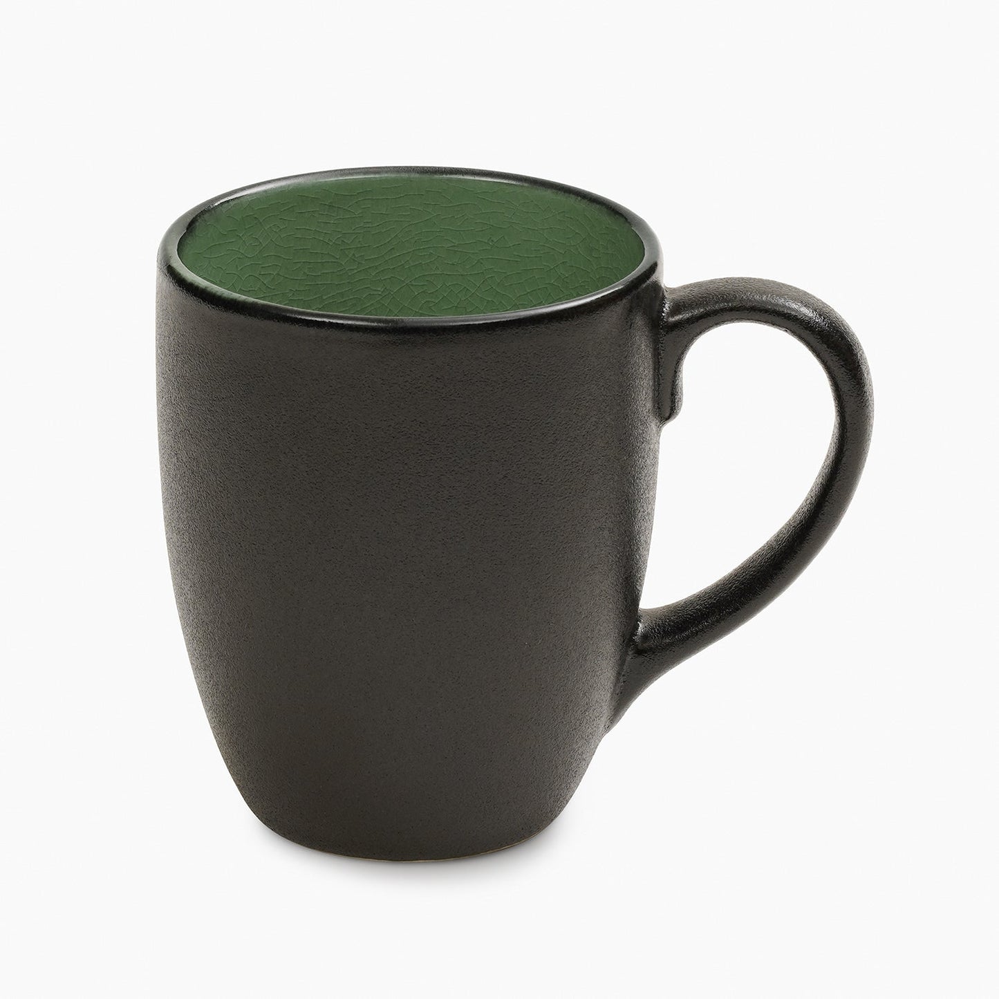 Set of 2 Black & Green Ceramic Coffee Mugs