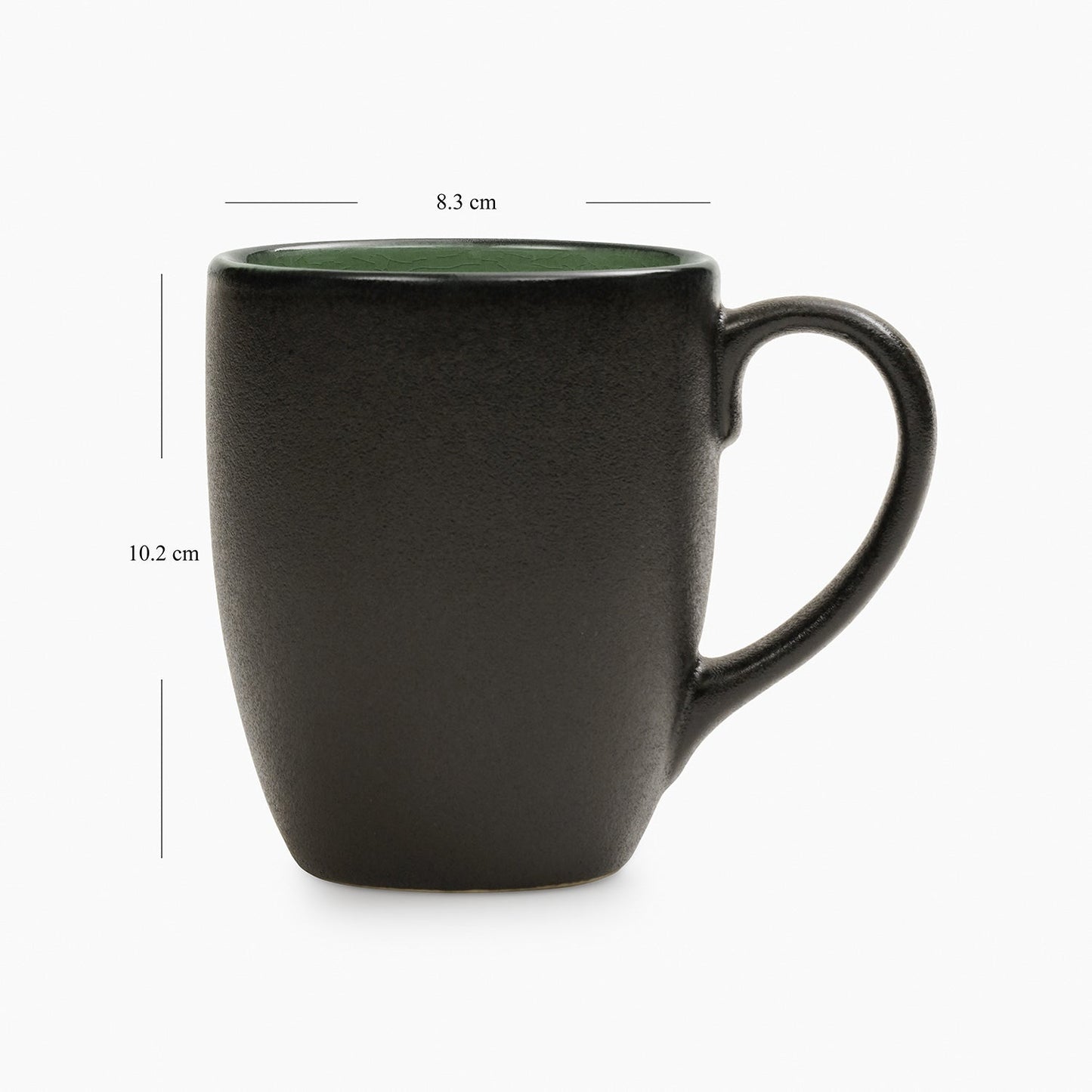 Set of 2 Black & Green Ceramic Coffee Mugs