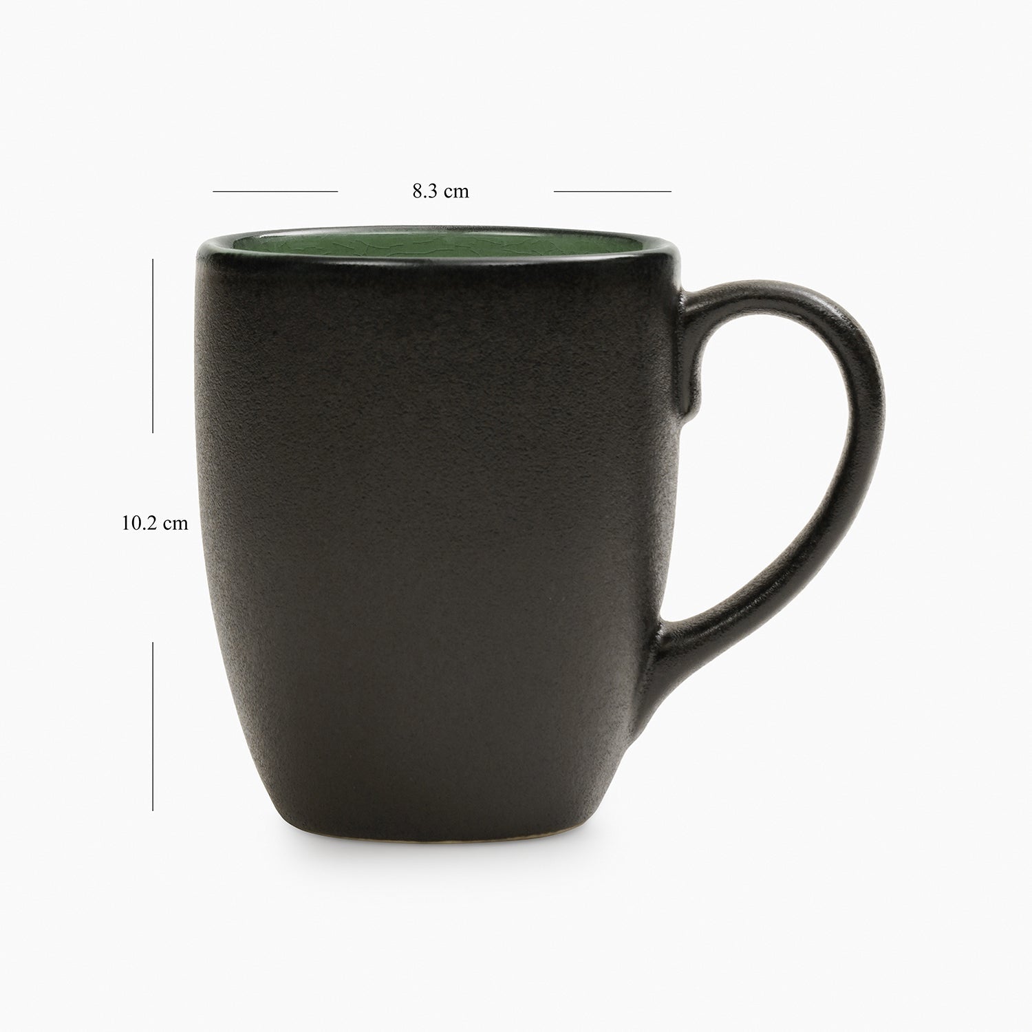 Set of 2 Black & Green Ceramic Coffee Mugs