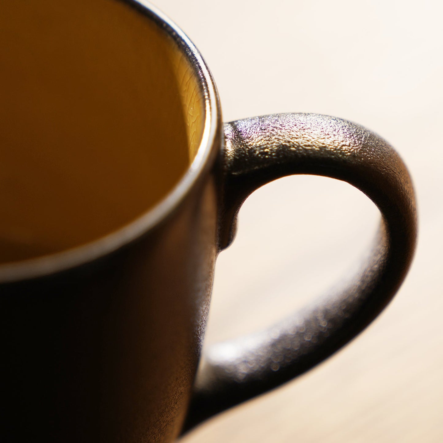 Set of 2 Black & Yellow Ceramic Coffee Mugs