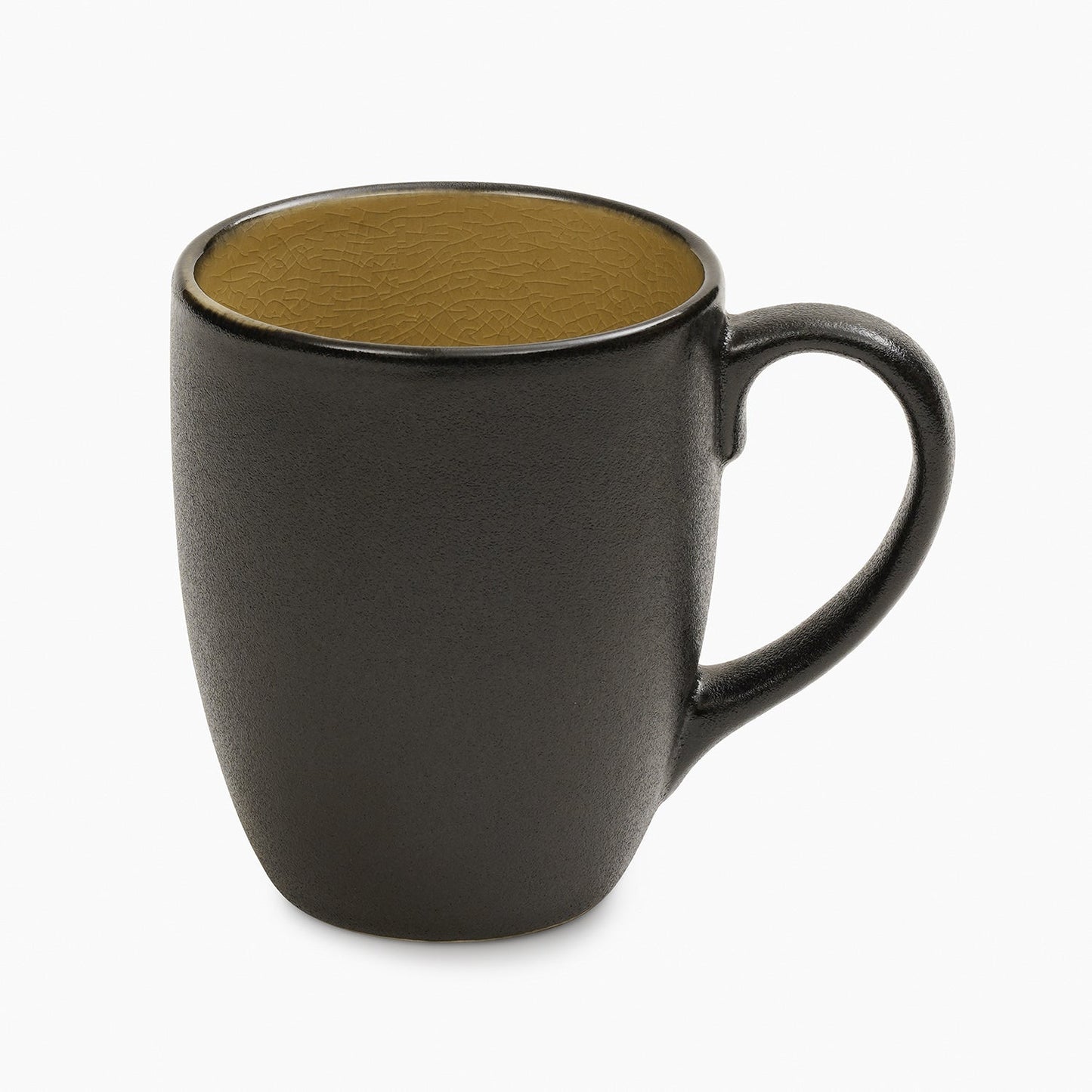 Set of 2 Black & Yellow Ceramic Coffee Mugs