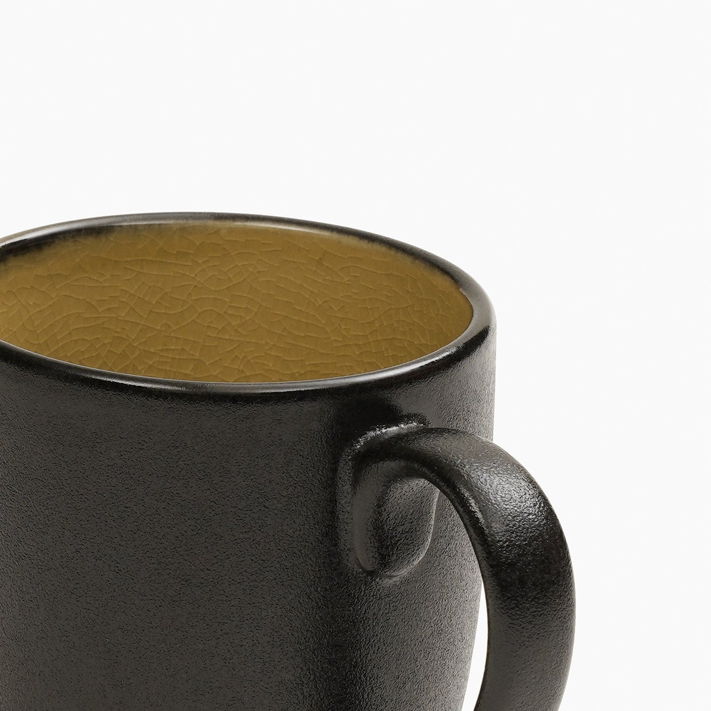 Set of 2 Black & Yellow Ceramic Coffee Mugs