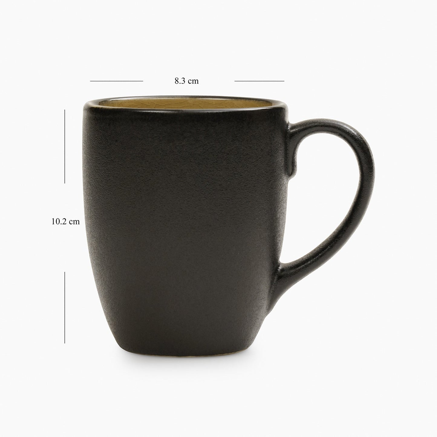 Set of 2 Black & Yellow Ceramic Coffee Mugs