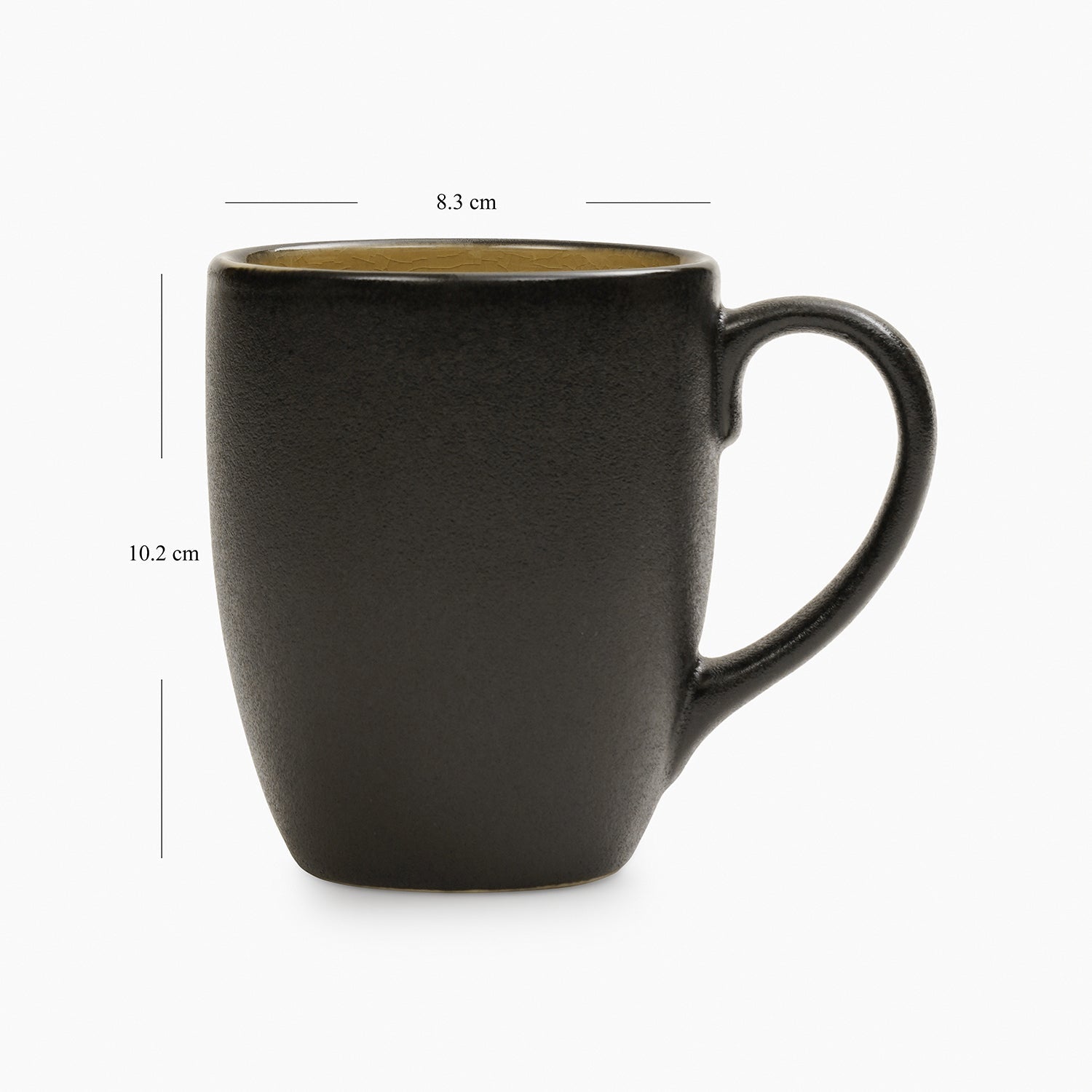 Set of 2 Black & Yellow Ceramic Coffee Mugs
