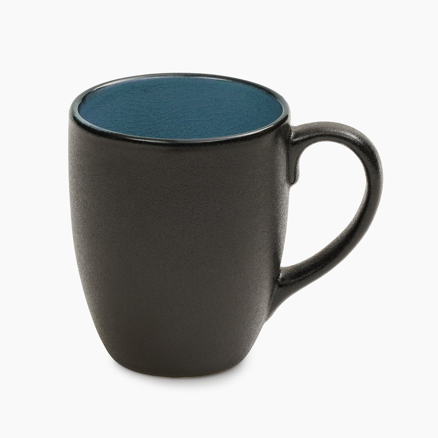 Set of 2 Black & Blue Ceramic Coffee Mugs