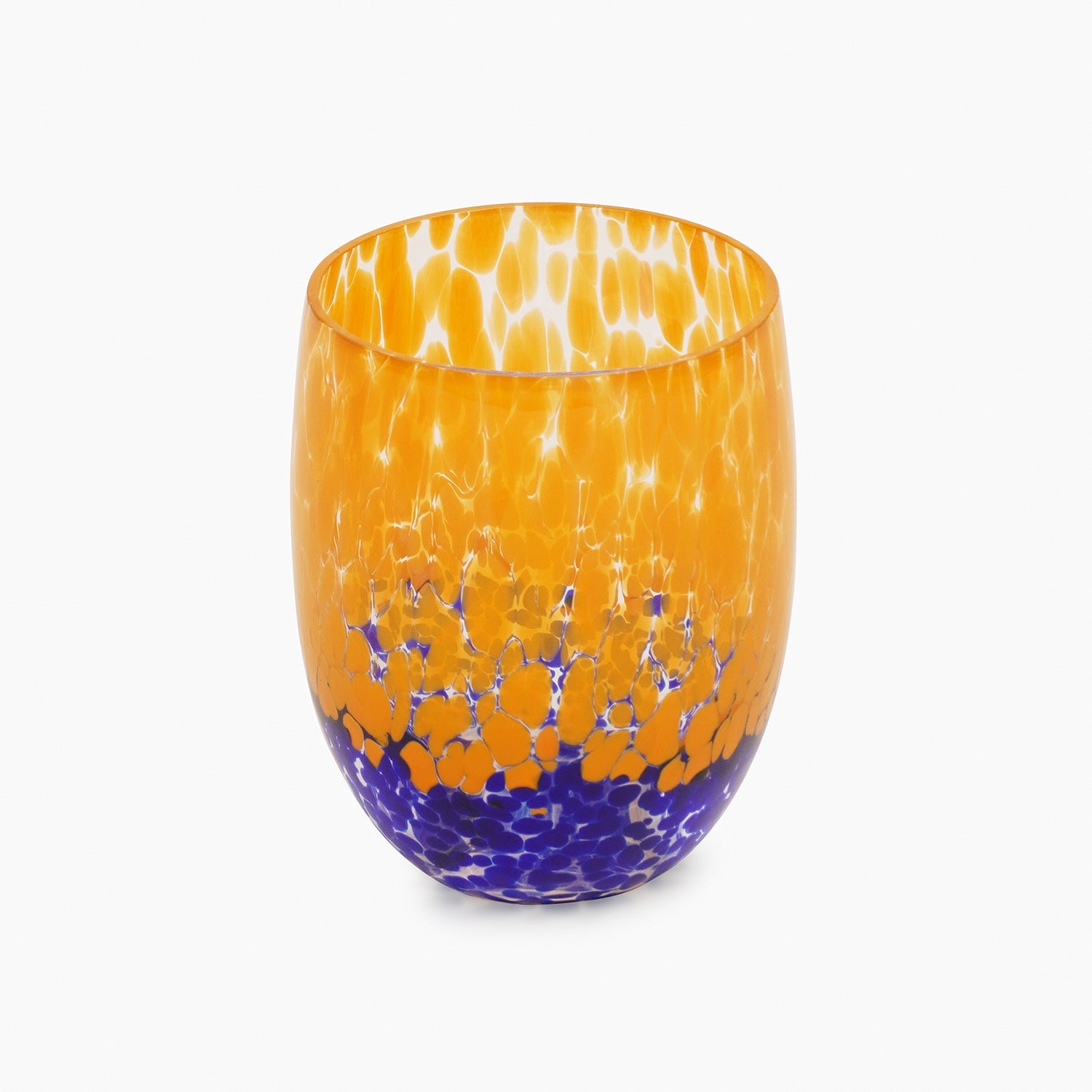 Set of 2 Orange & Blue Speckled Drinking Glasses