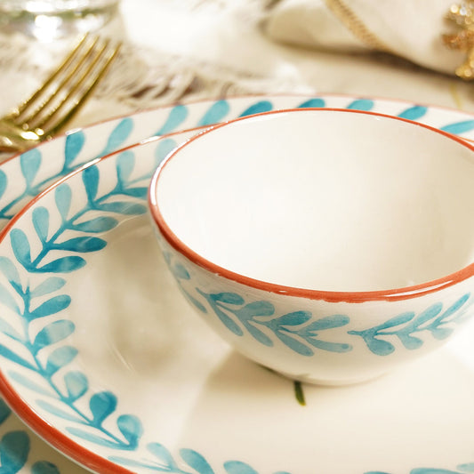 Set of 2 White & Blue Hand Painted Side Bowls
