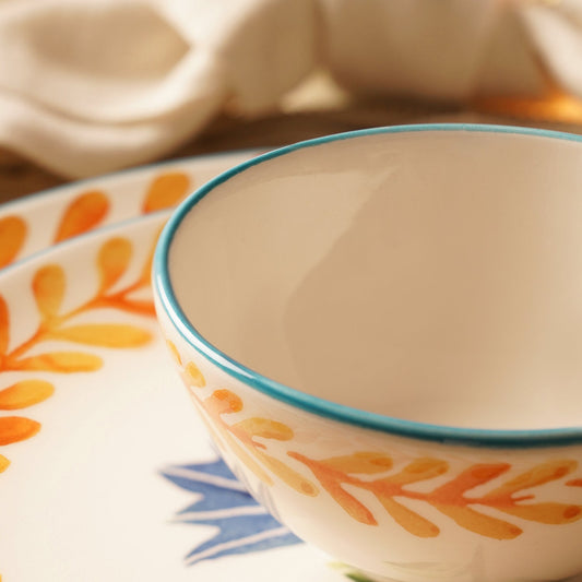 Set of 2 White & Orange Hand Painted Side Bowls
