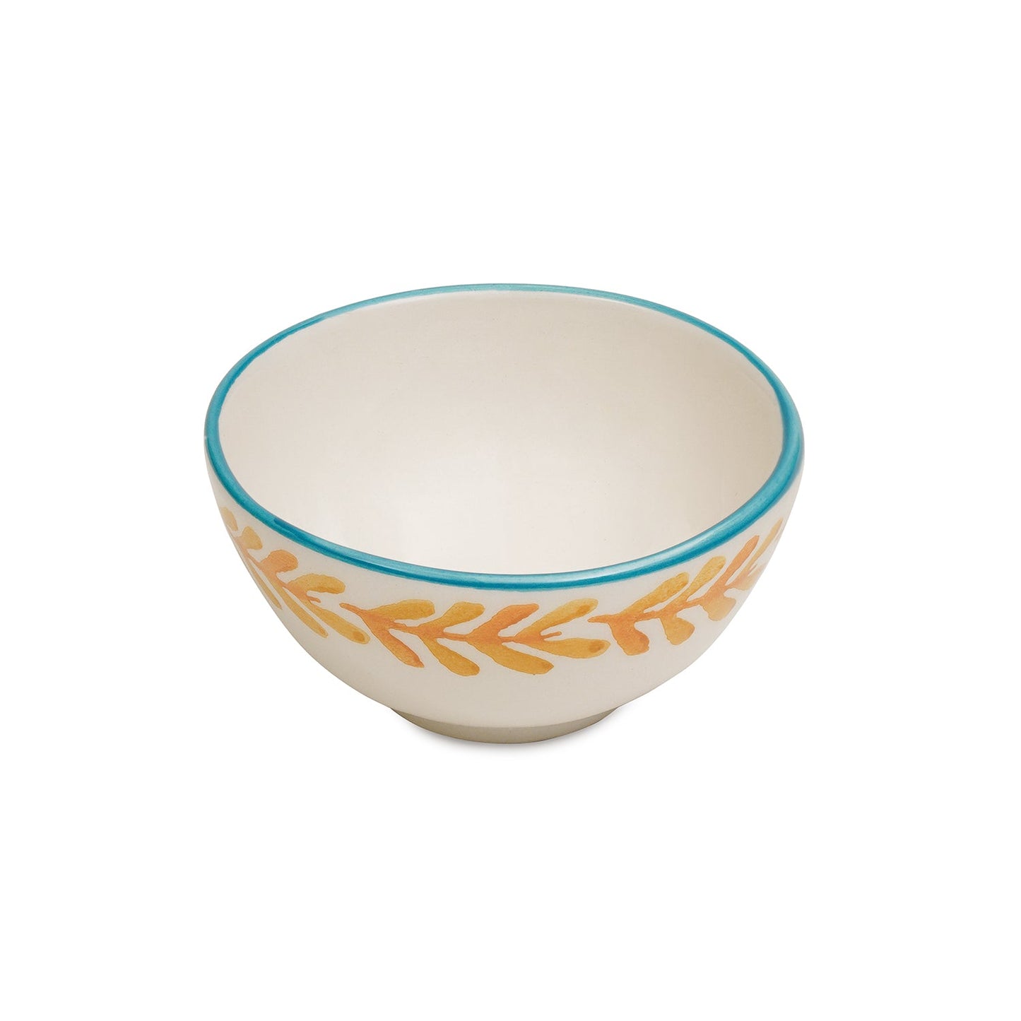 Set of 2 White & Orange Hand Painted Side Bowls