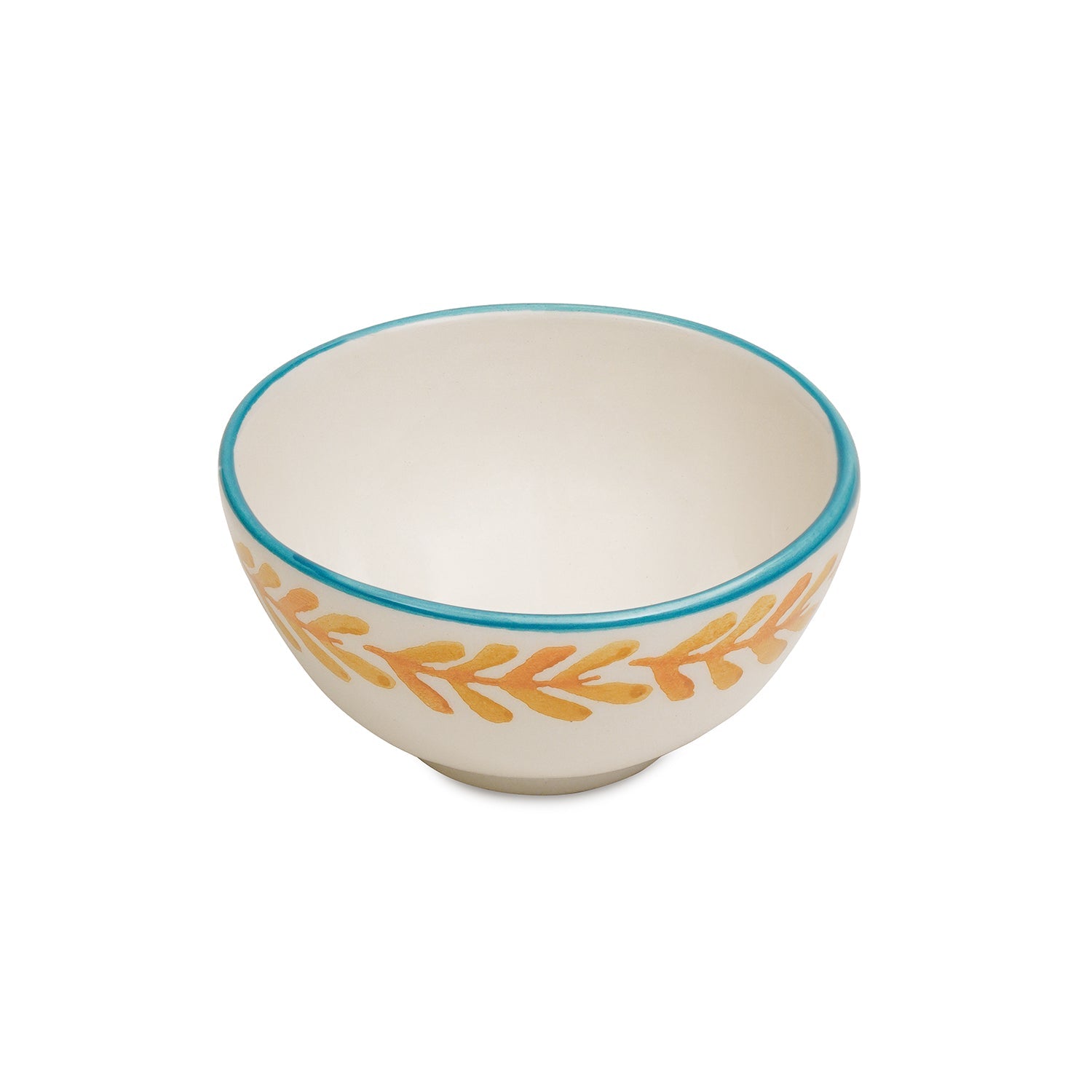 Set of 2 White & Orange Hand Painted Side Bowls