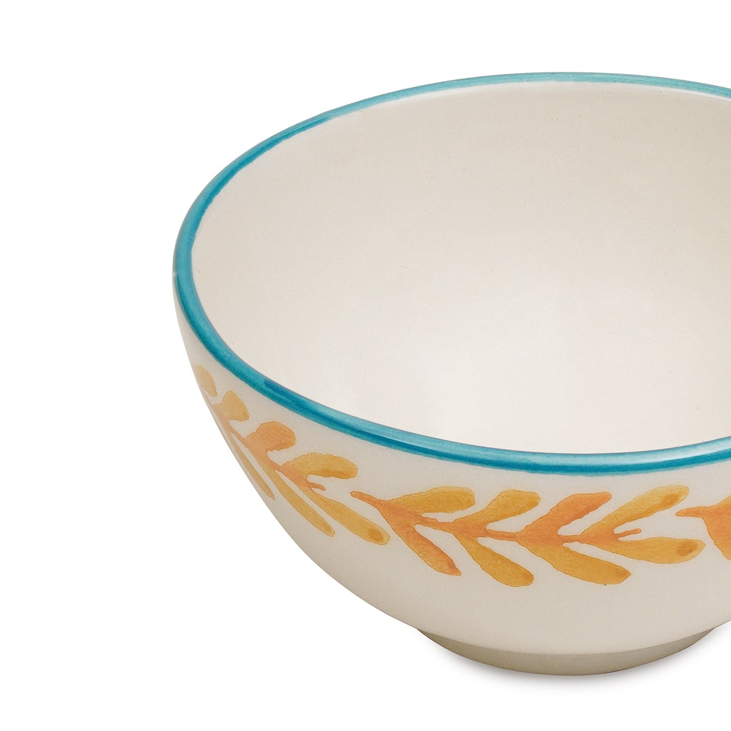 Set of 2 White & Orange Hand Painted Side Bowls