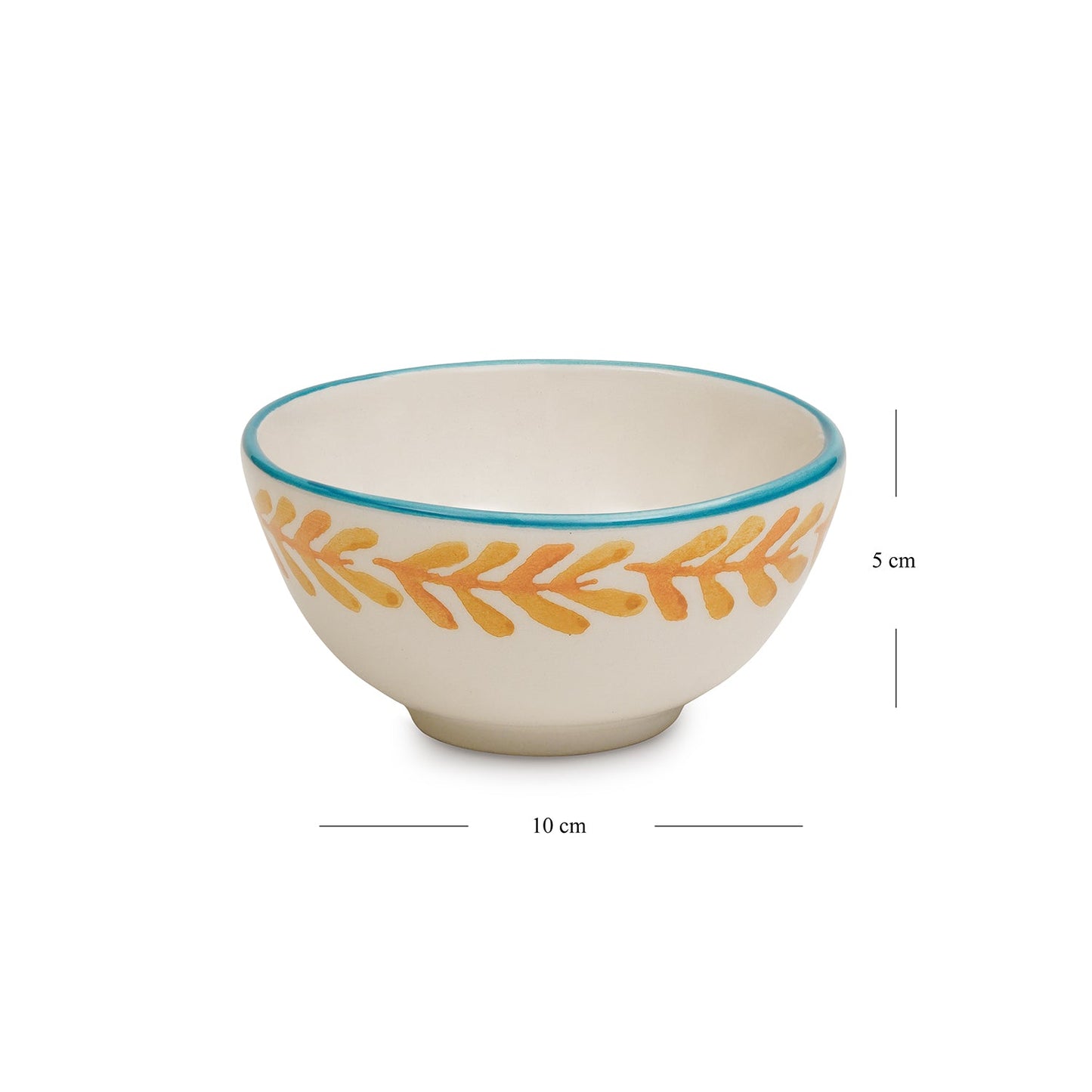Set of 2 White & Orange Hand Painted Side Bowls