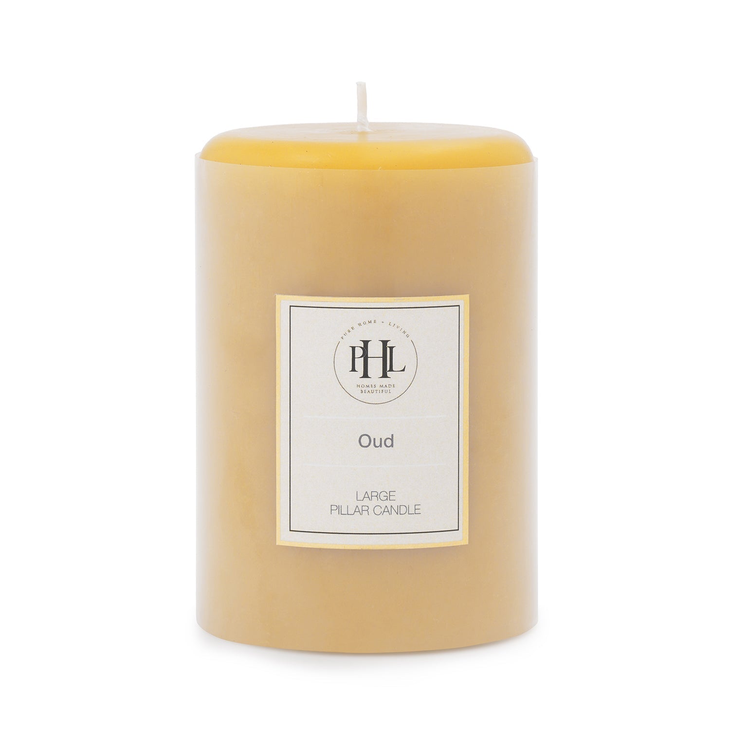 Mustard Oud Pillar Candle - Large