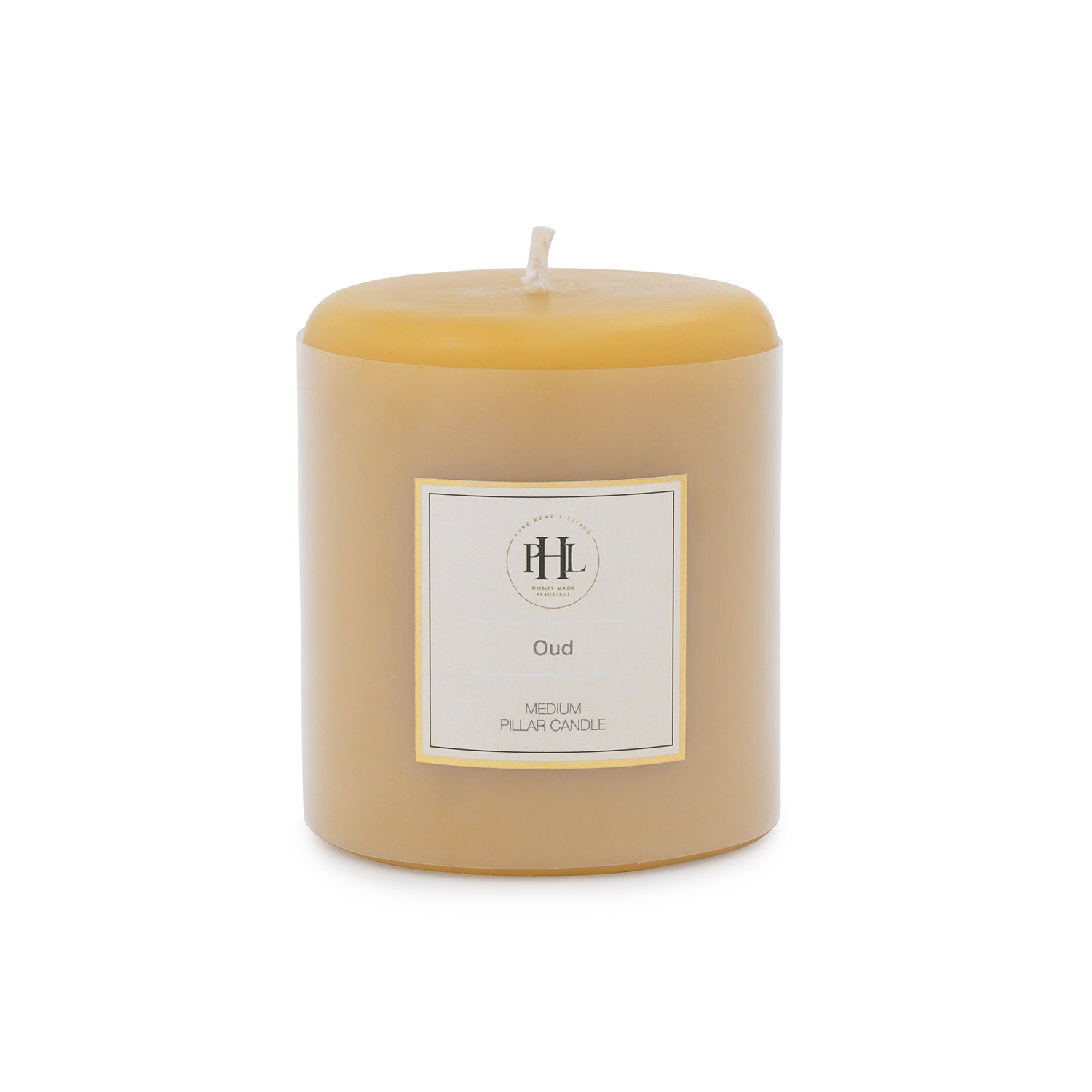 Mustard Oud Pillar Candle - Medium