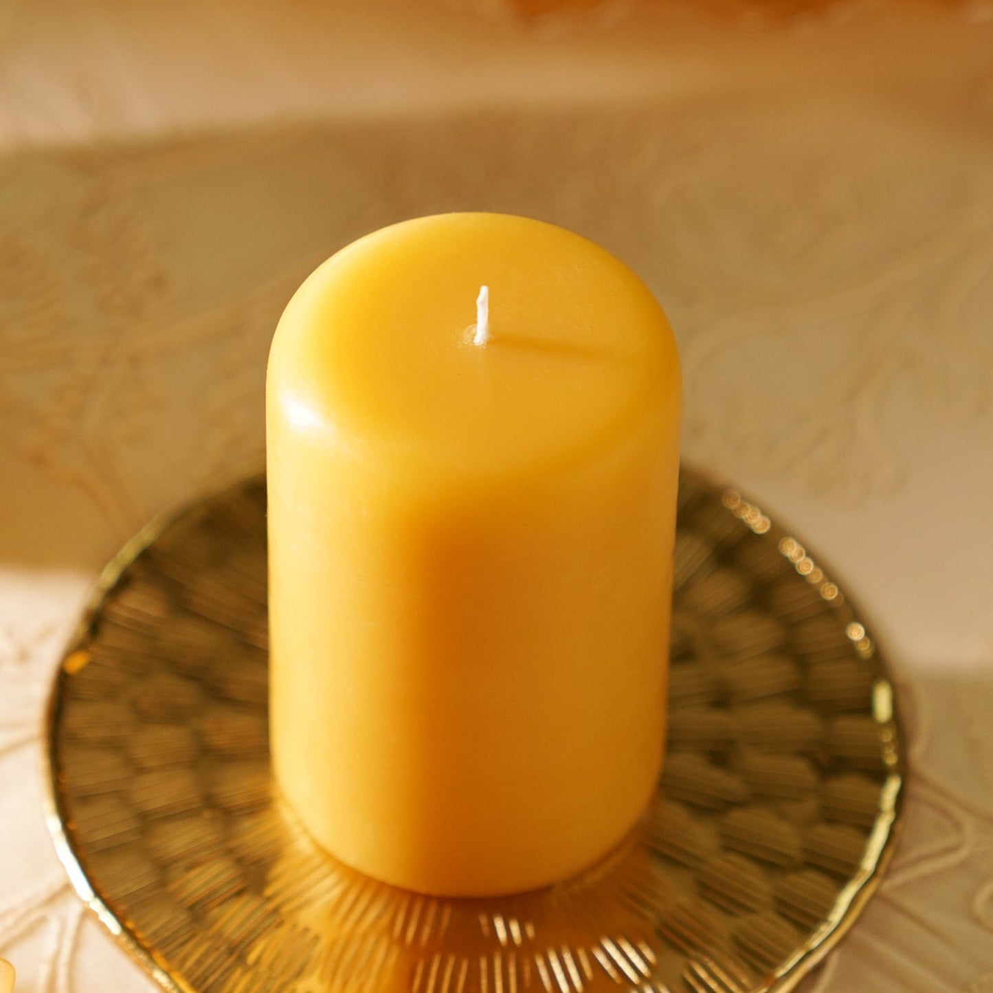 Mustard Oud Pillar Candle - Small