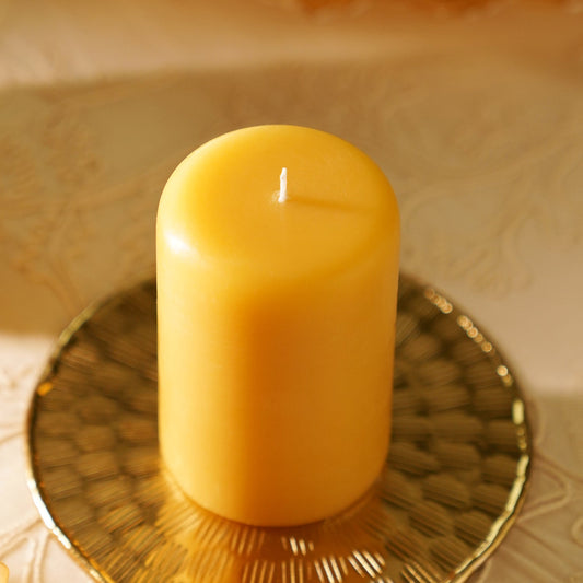 Mustard Oud Pillar Candle - Small