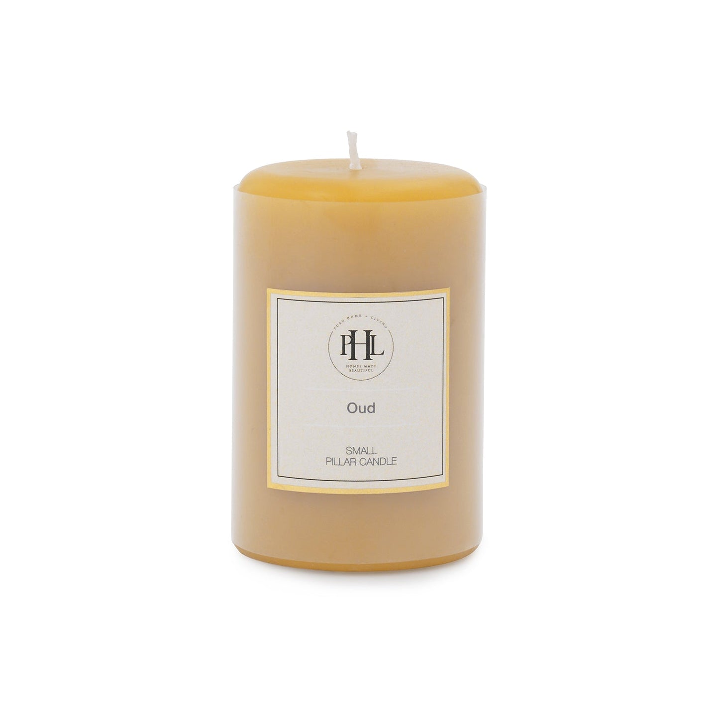 Mustard Oud Pillar Candle - Small
