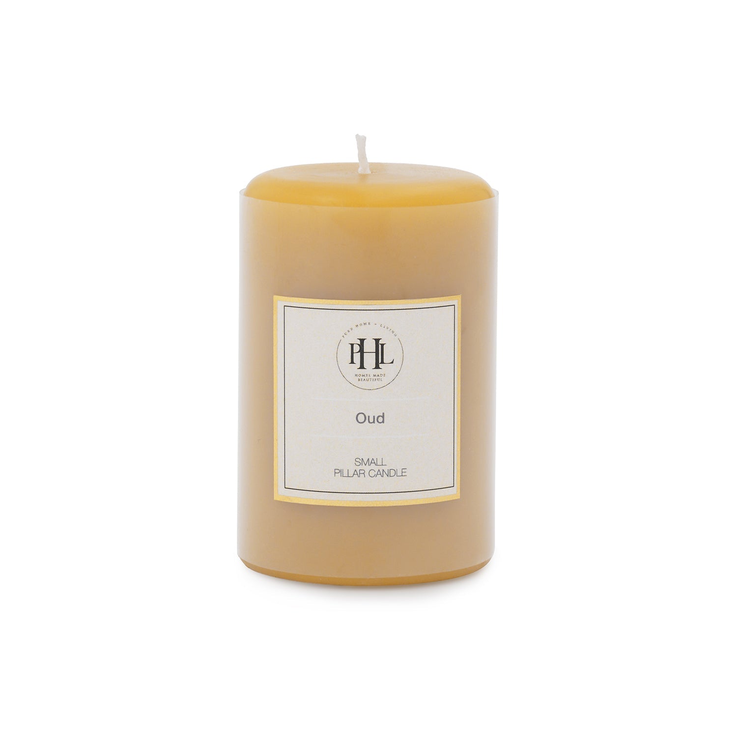 Mustard Oud Pillar Candle - Small