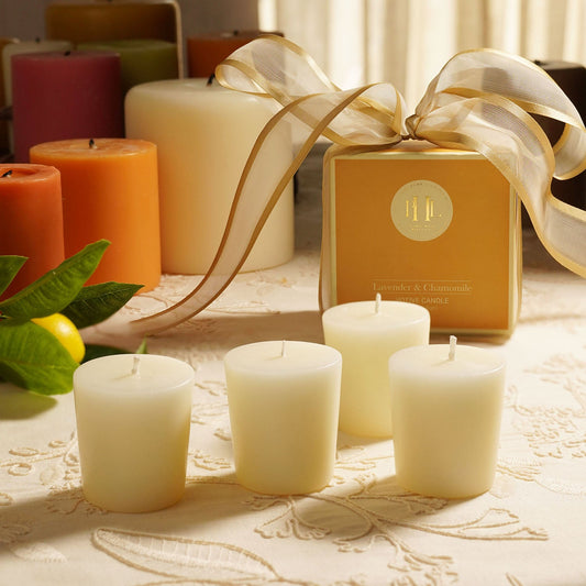 Set of 4 White Lavender & Chamomile Votive Candles