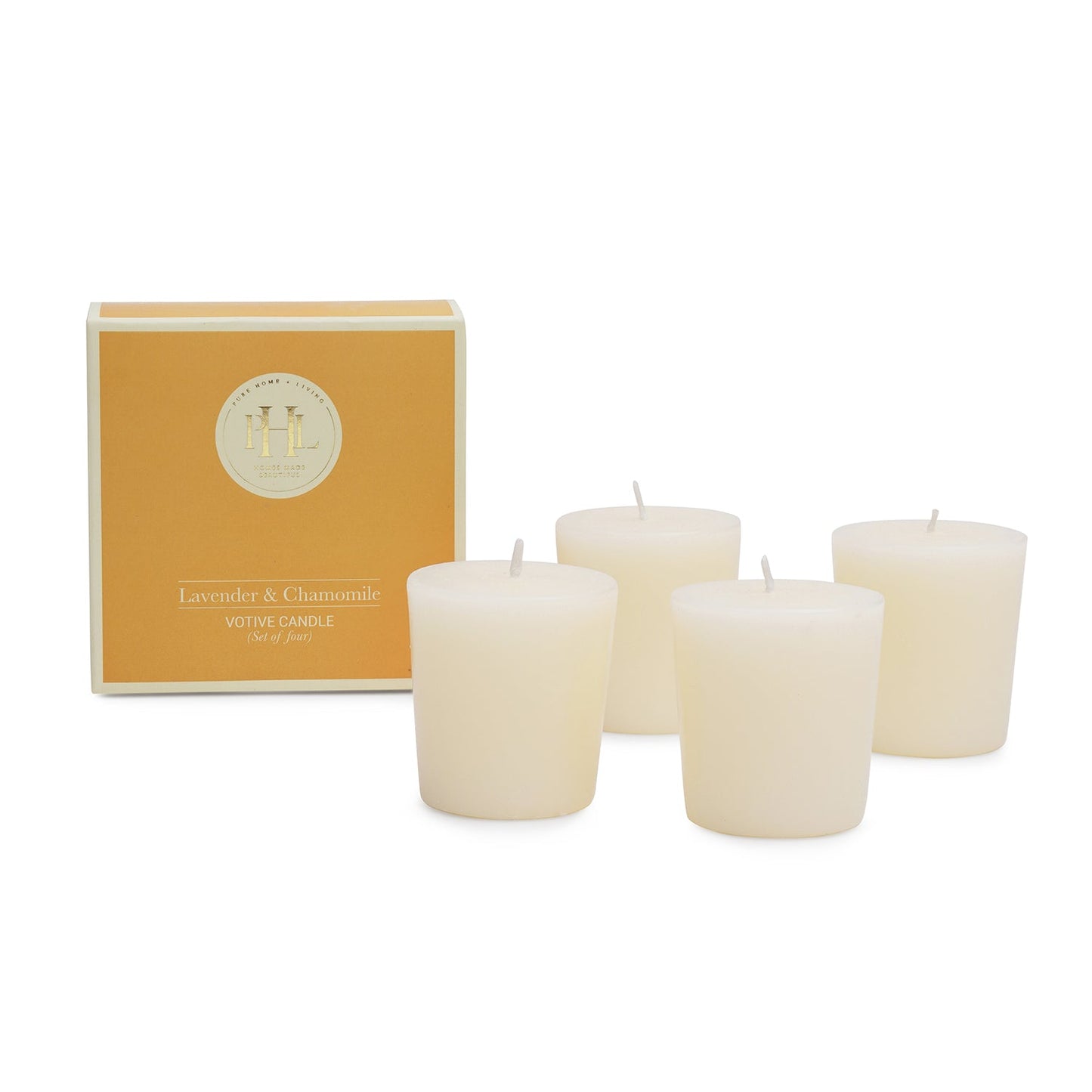Set of 4 White Lavender & Chamomile Votive Candles