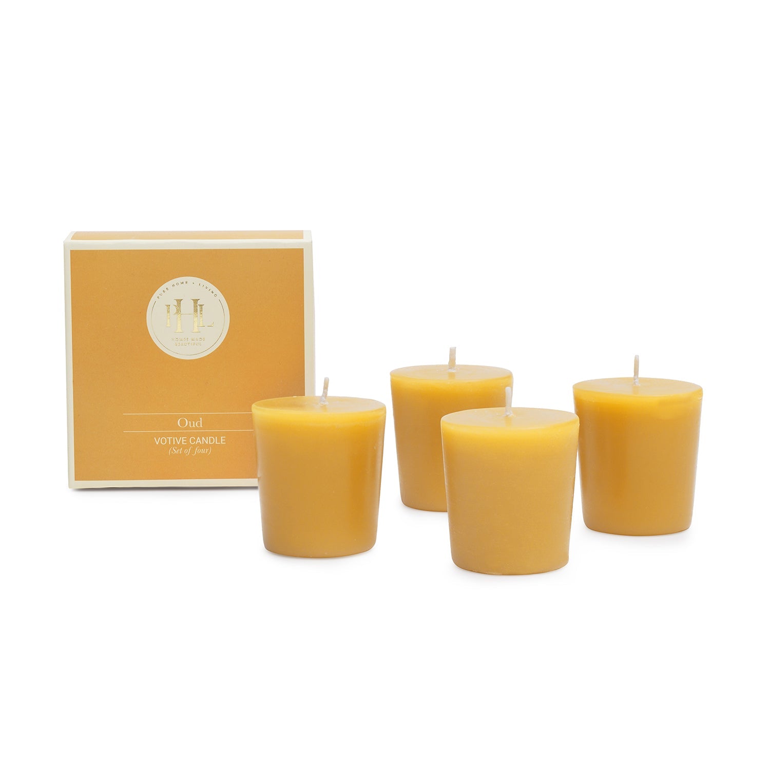 Set of 4 Mustard Oud Votive Candles