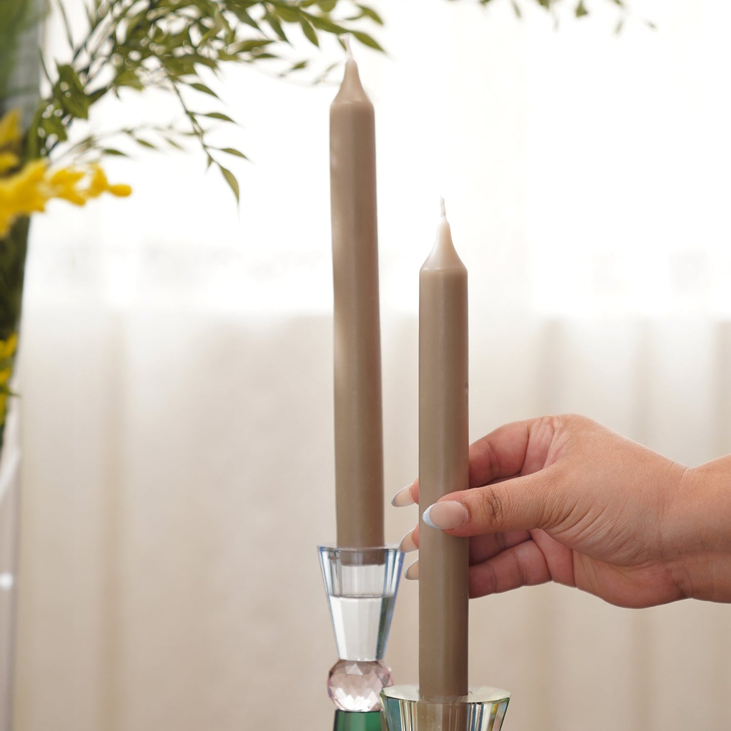 Set of 2 Grey Neroli Taper Candles