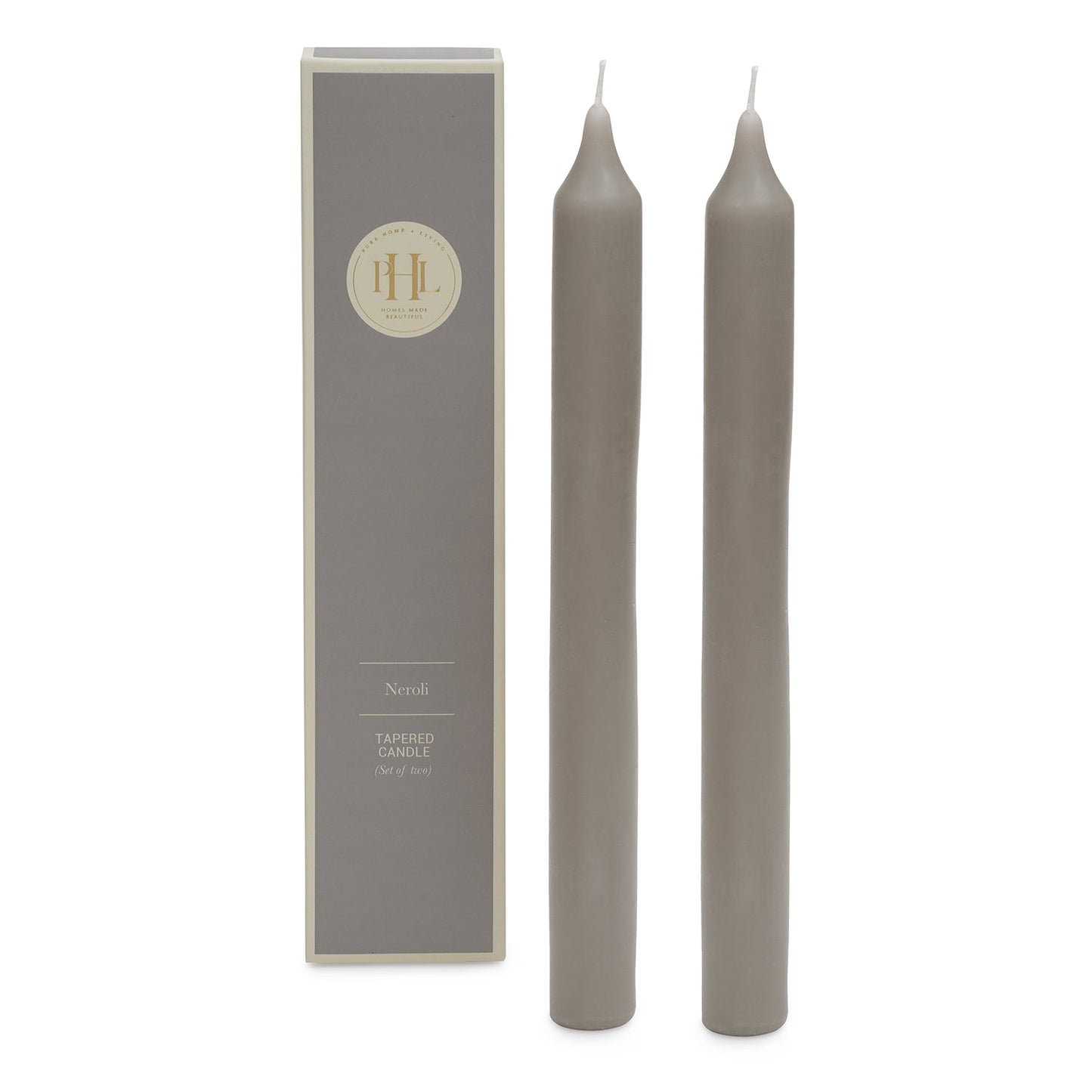 Set of 2 Grey Neroli Taper Candles