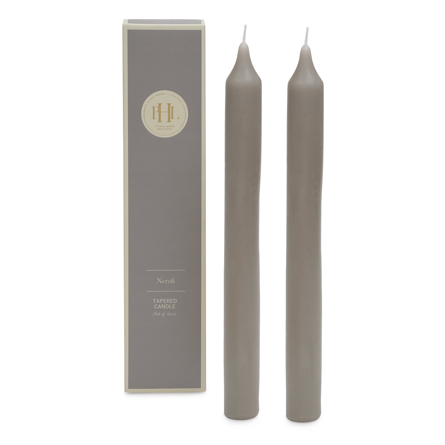 Set of 2 Grey Neroli Taper Candles