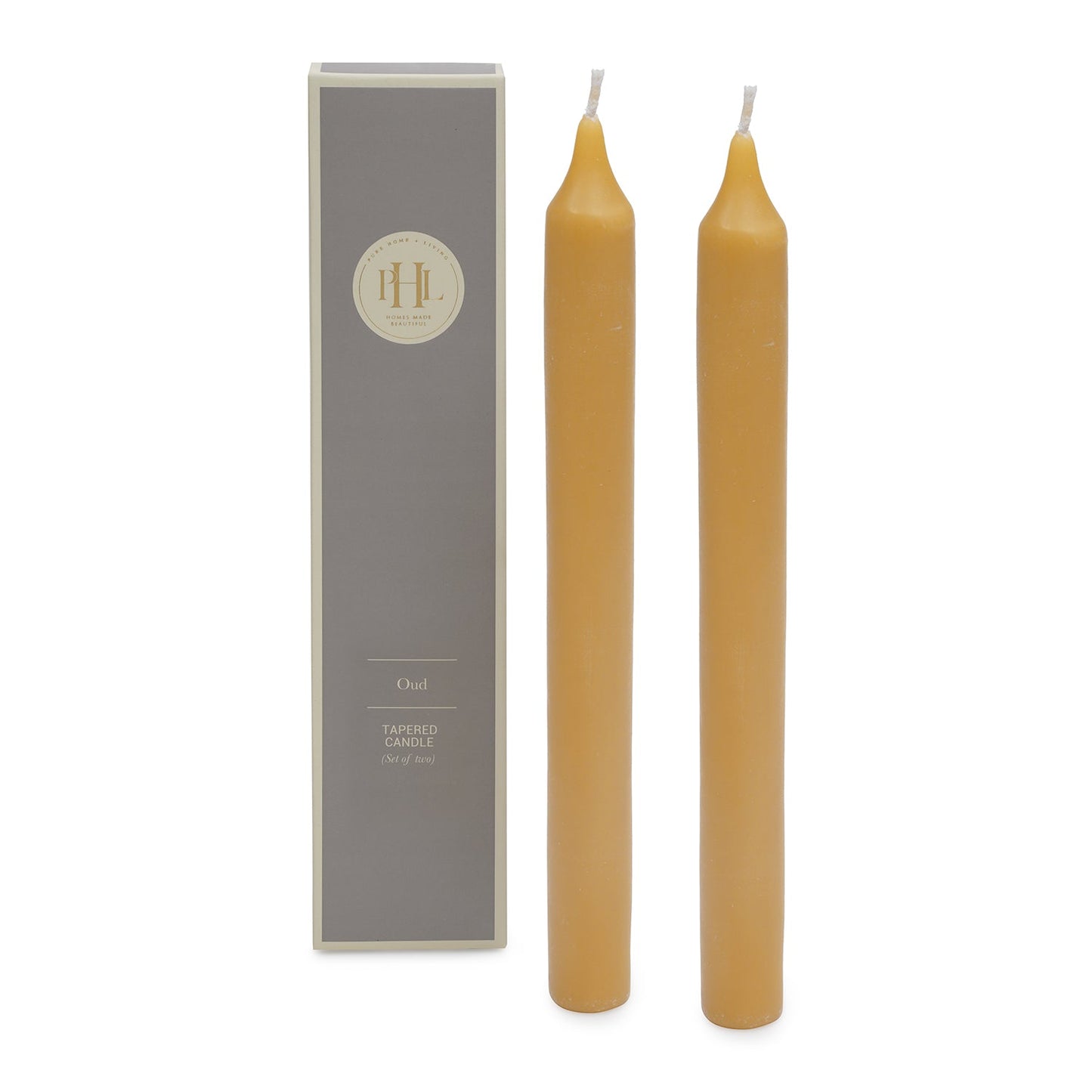 Set of 2 Mustard Oud Taper Candles