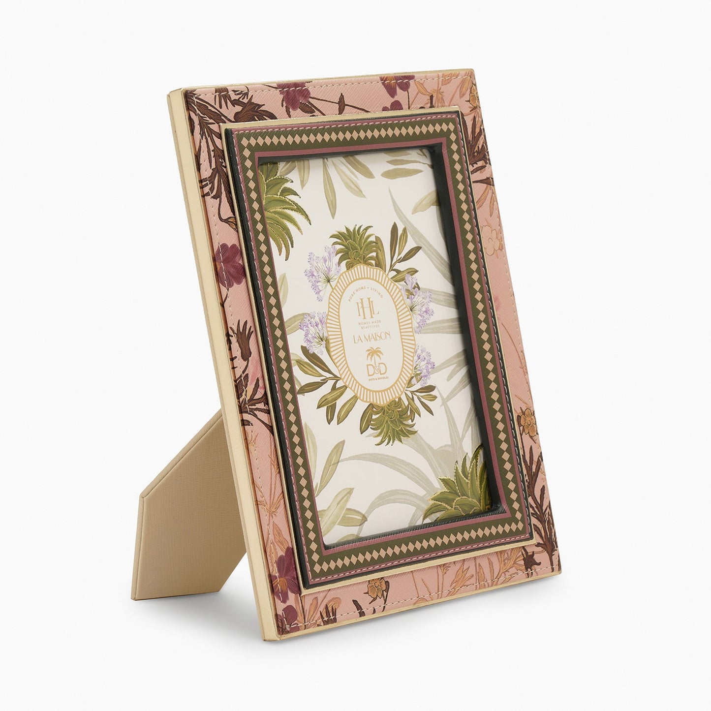 Pink Printed Faux Leather Photo Frame - Large