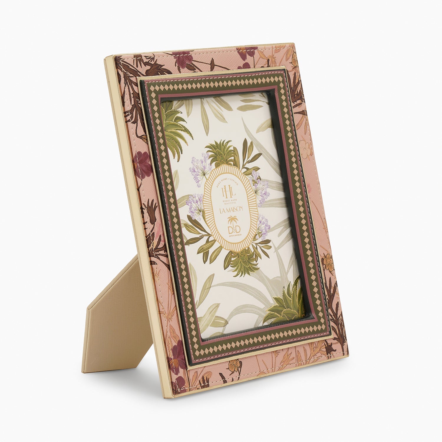 Pink Printed Faux Leather Photo Frame - Large