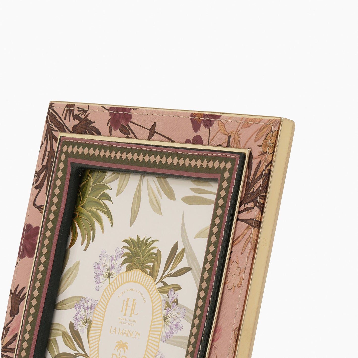 Pink Printed Faux Leather Photo Frame - Large