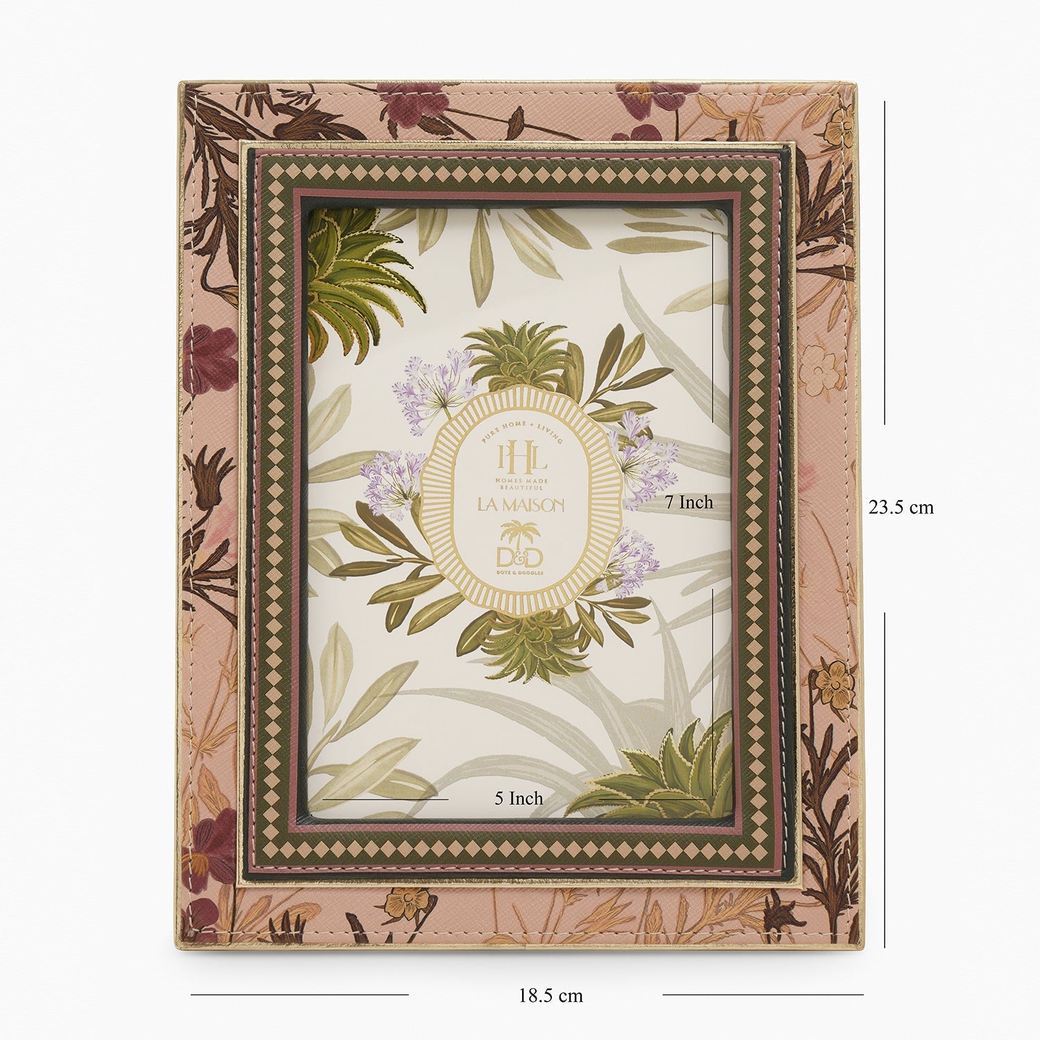 Pink Printed Faux Leather Photo Frame - Large