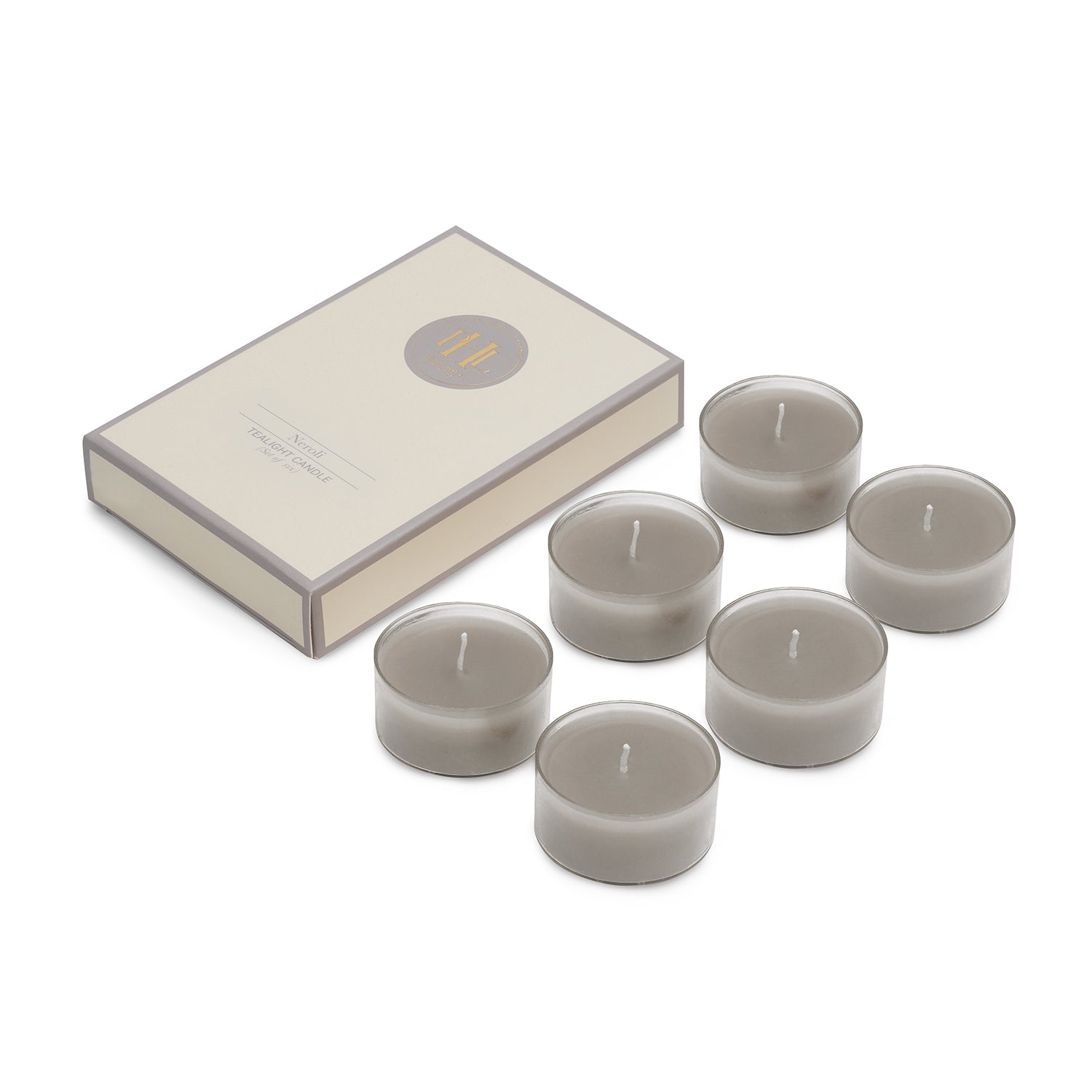 Set of 6 Grey Neroli Tea Lights