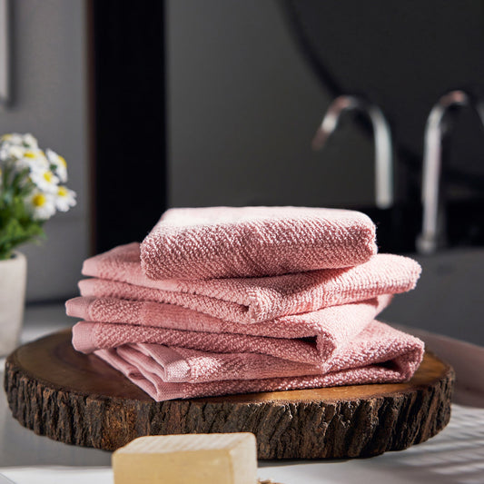 Set of 8 Pink Sheared Face Towels