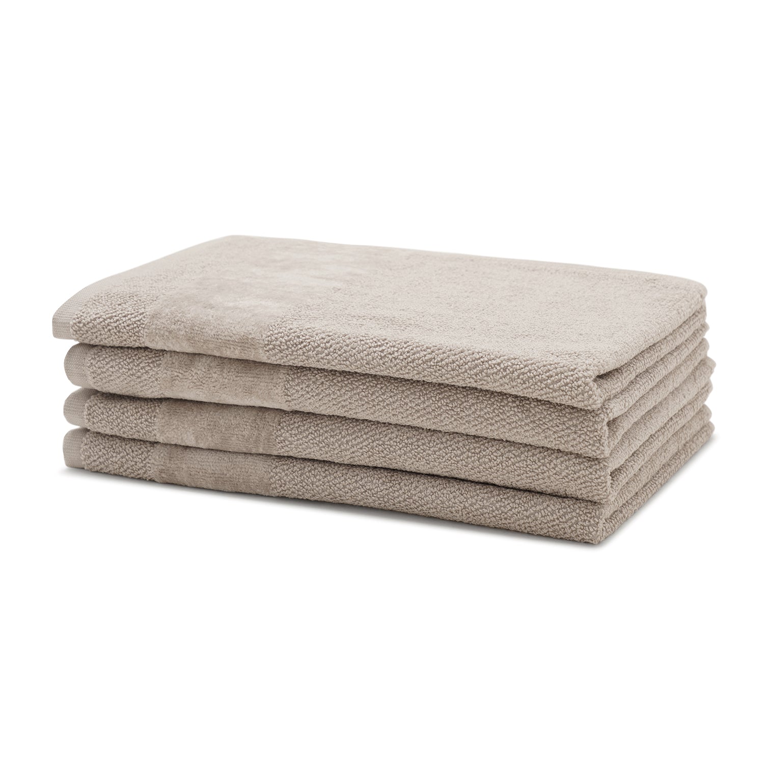 Set of 4 Light Beige Sheared Hand Towels