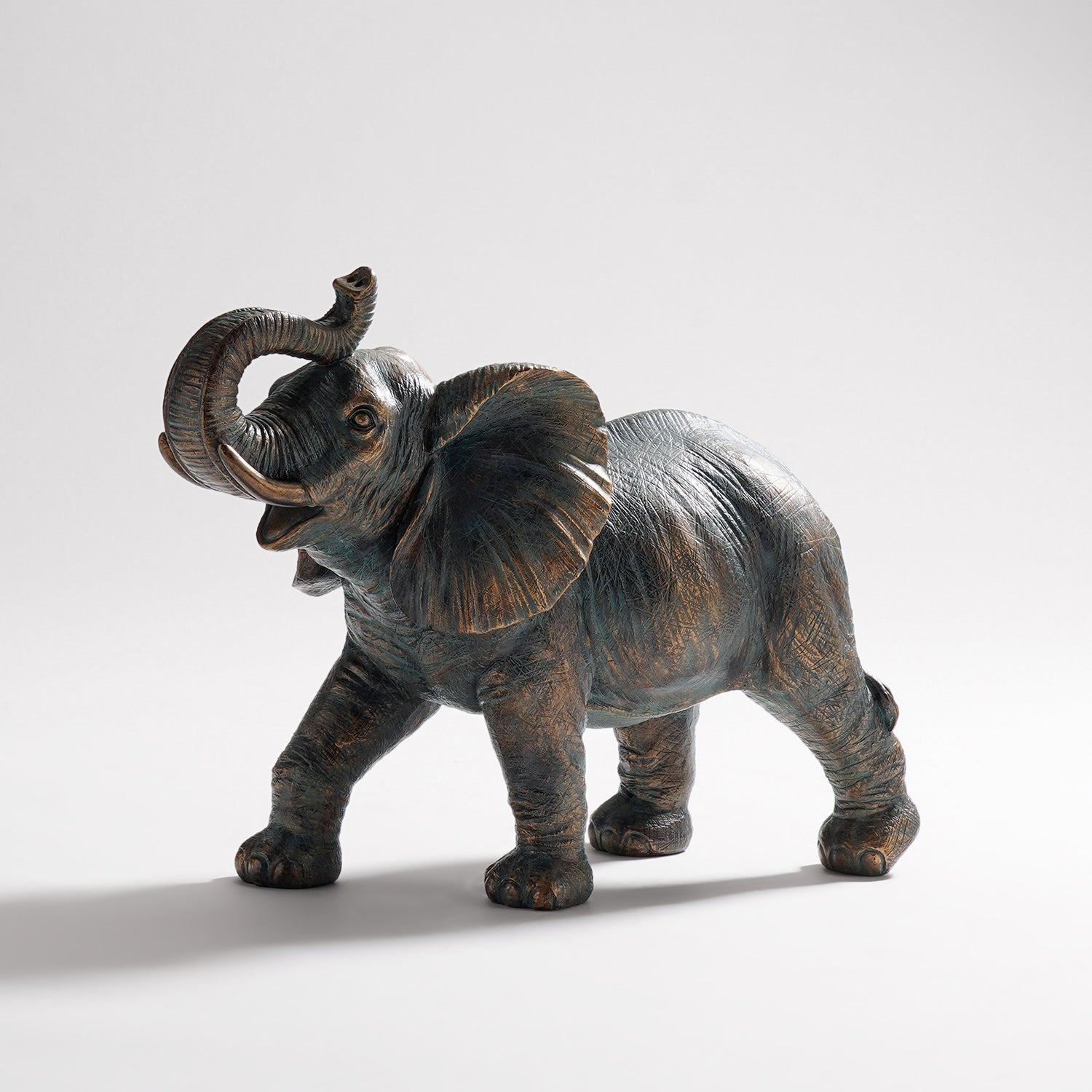 Copper Polyresin Walking Elephant - Large