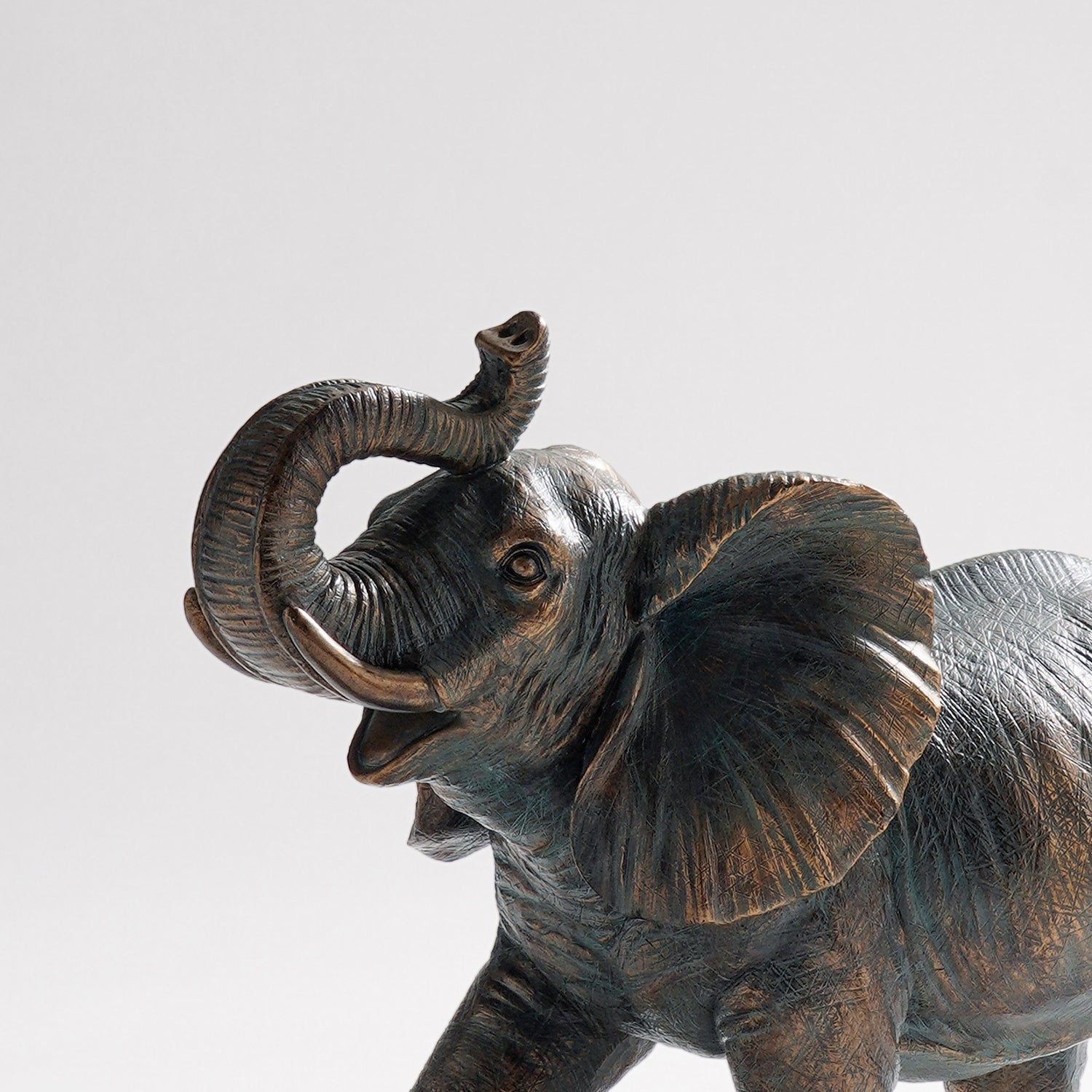 Copper Polyresin Walking Elephant - Large