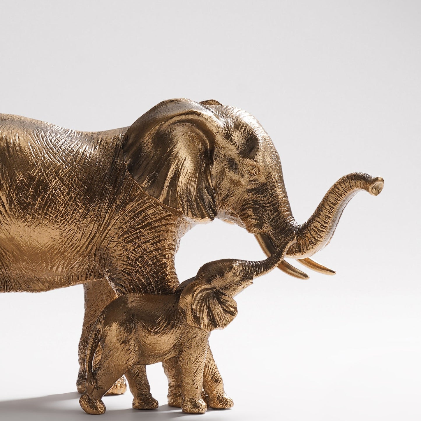 Brown Polyresin Mother & Baby Elephant