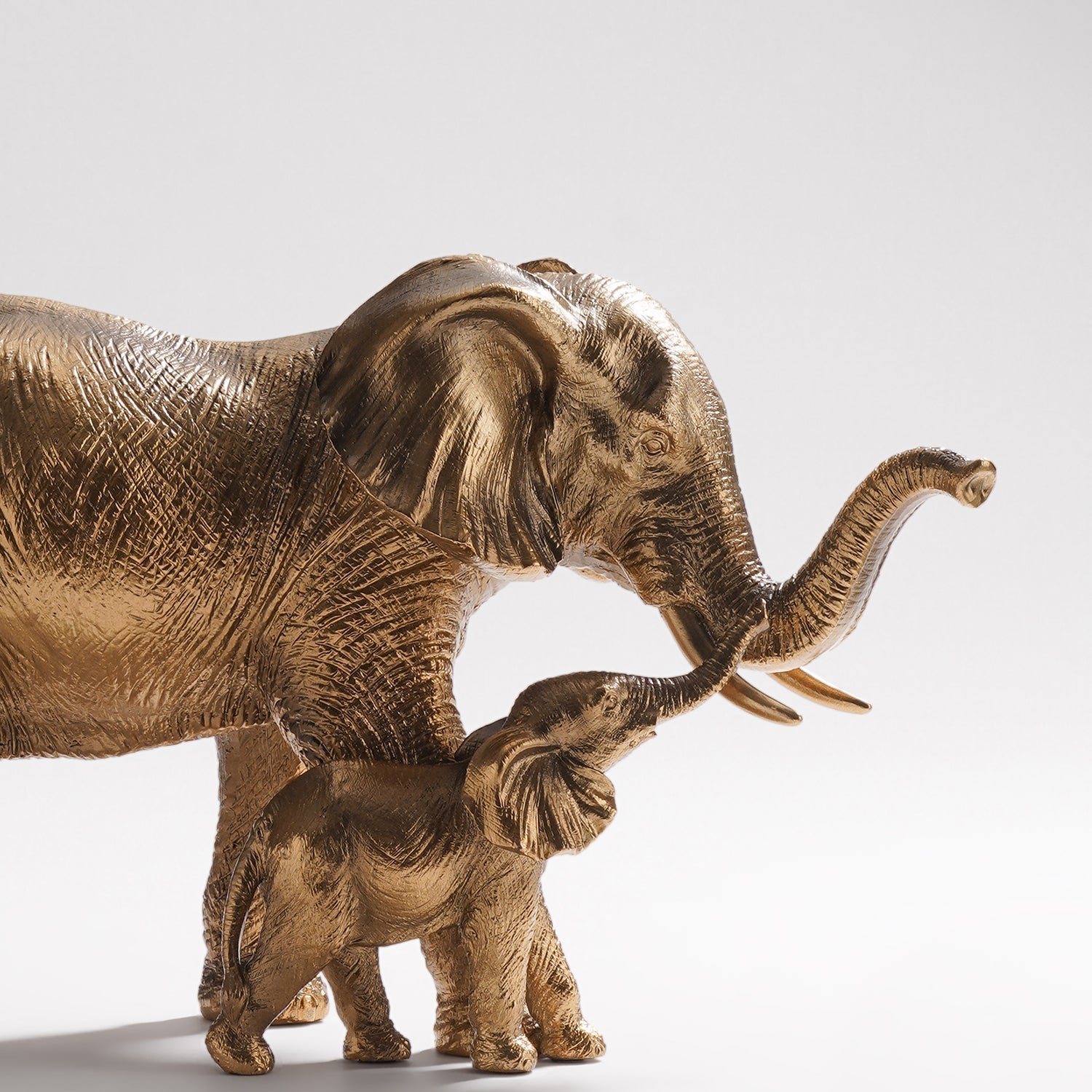 Brown Polyresin Mother & Baby Elephant