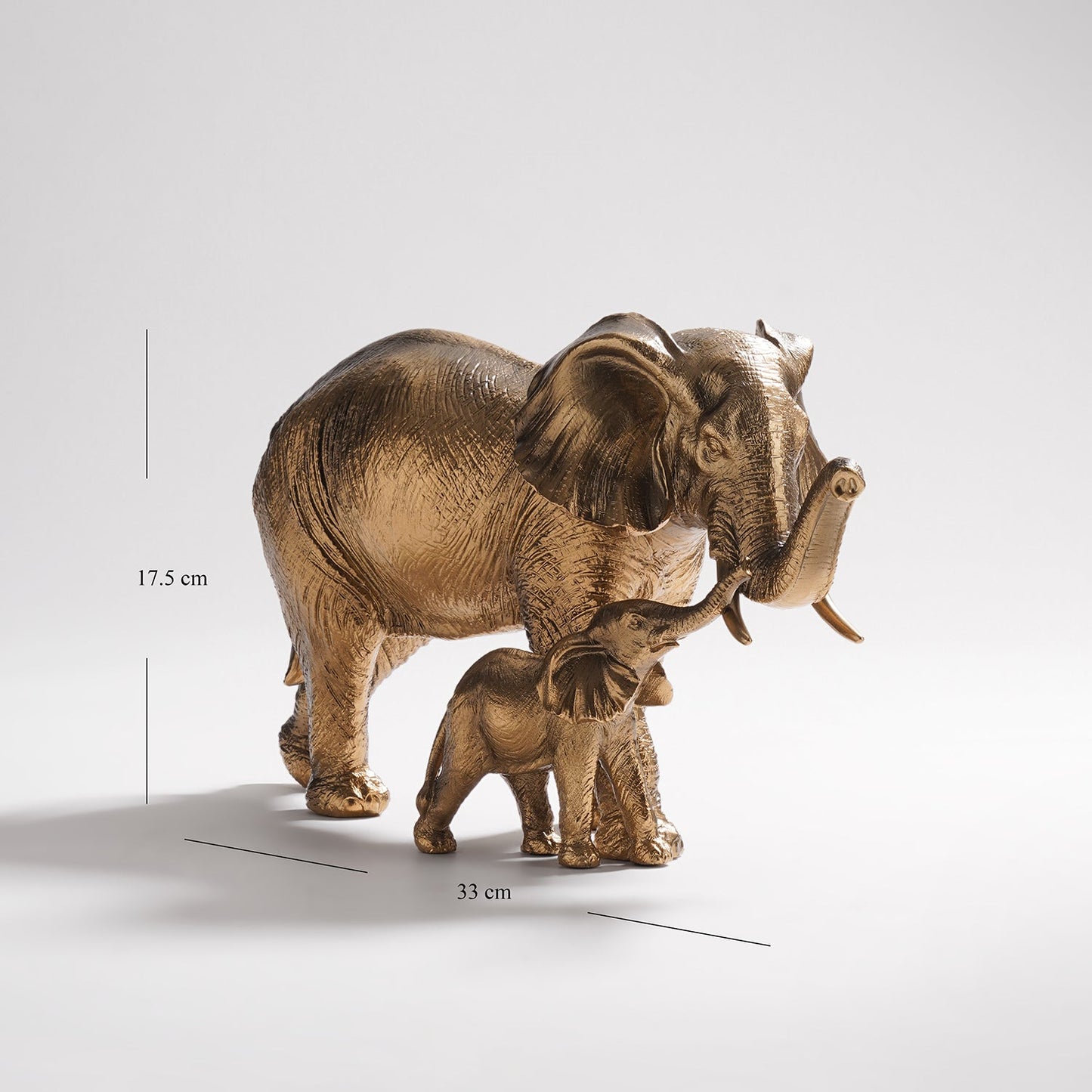 Brown Polyresin Mother & Baby Elephant