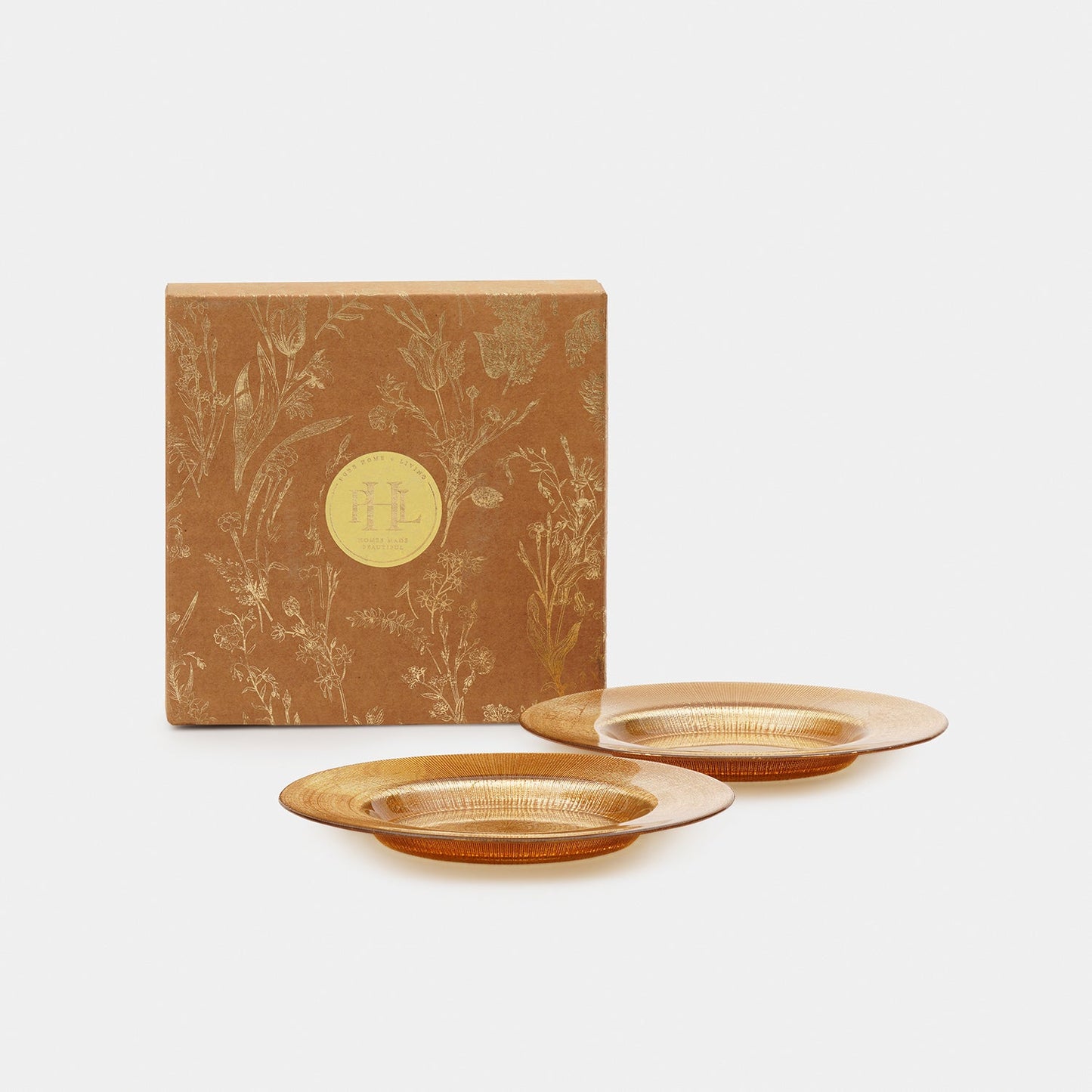 Set of 2 Gold Radial Textured Dessert Plates